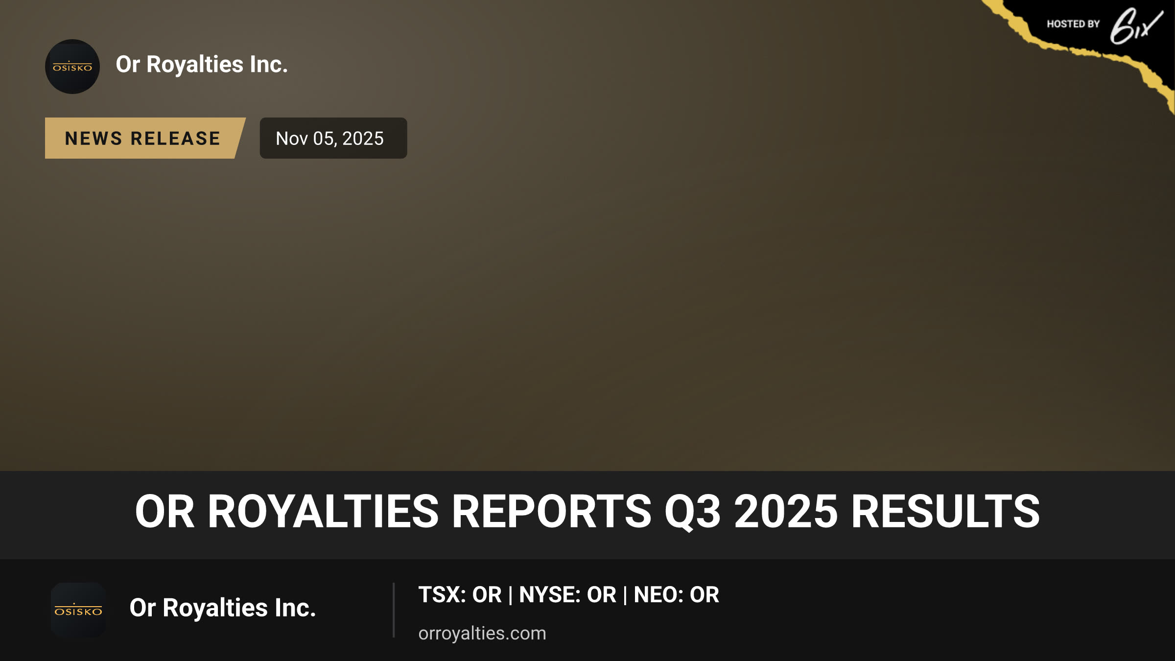 OR Royalties Reports Q3 2025 Results
