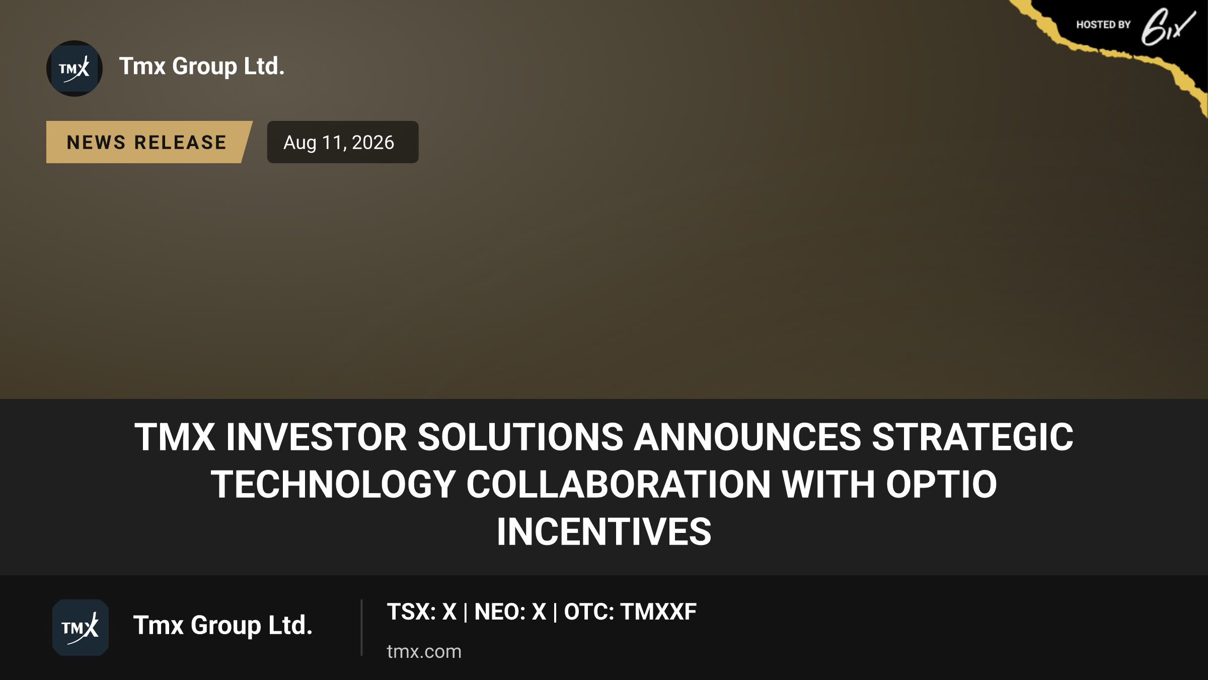 TMX Investor Solutions Announces Strategic Technology Collaboration with Optio Incentives
