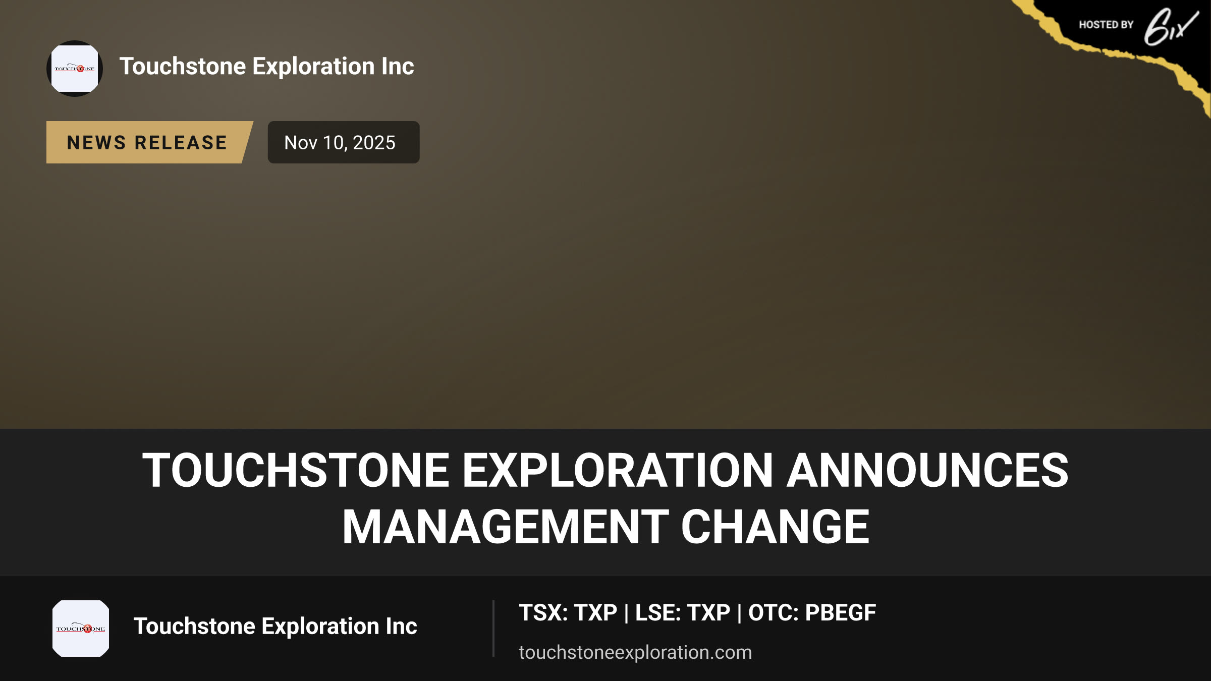 Touchstone Exploration Announces Management Change