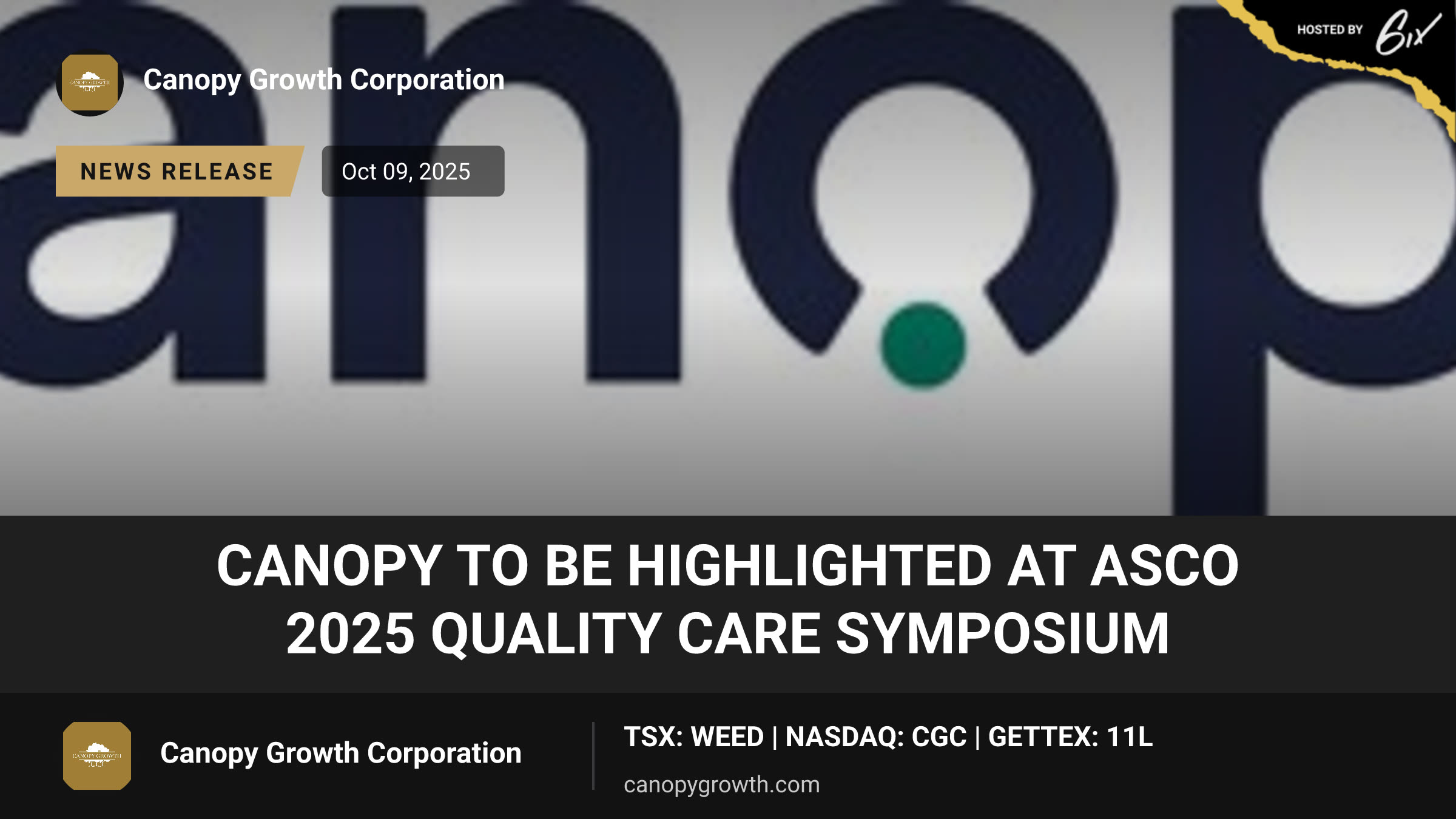 Canopy to be Highlighted at ASCO 2025 Quality Care Symposium