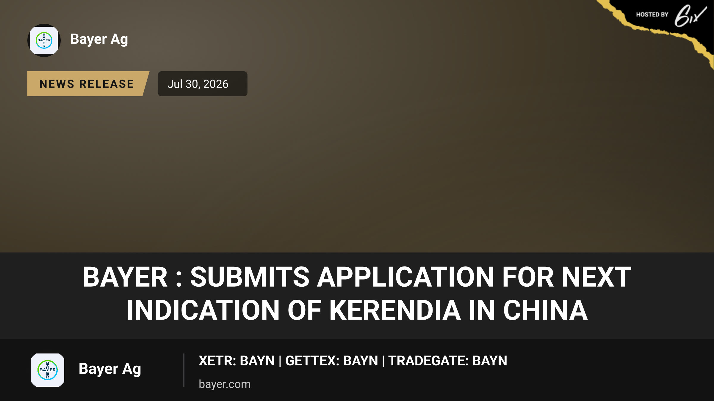 Bayer : submits application for next indication of Kerendia in China