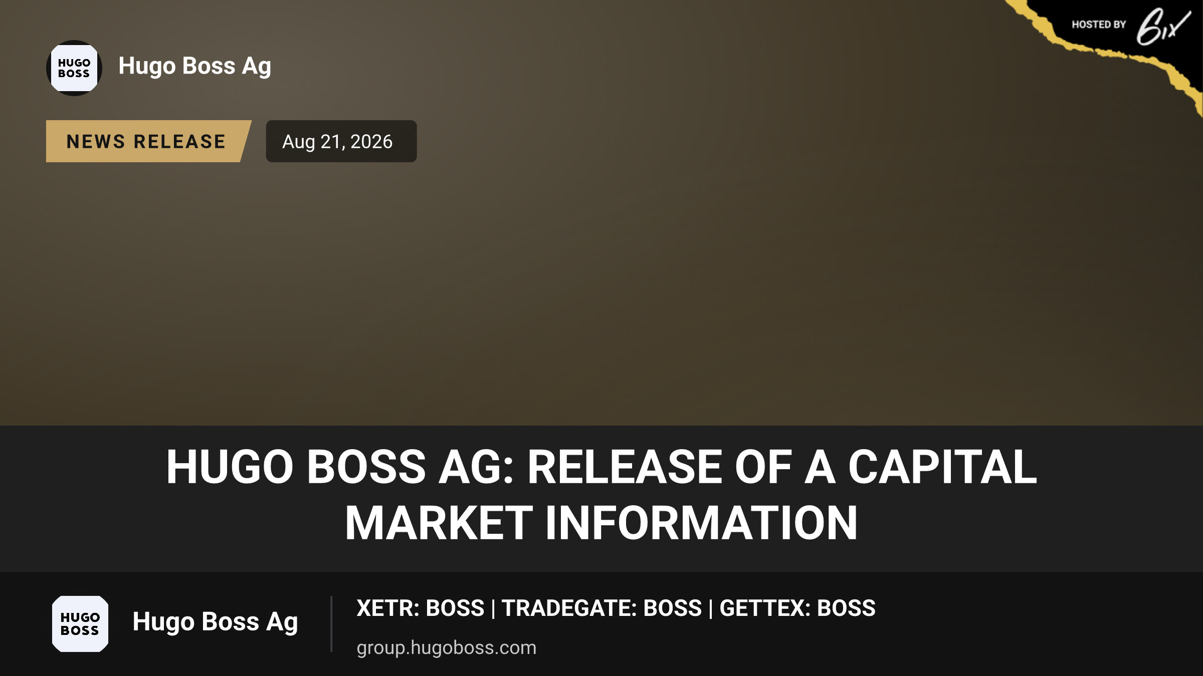 HUGO BOSS AG: Release of a capital market information