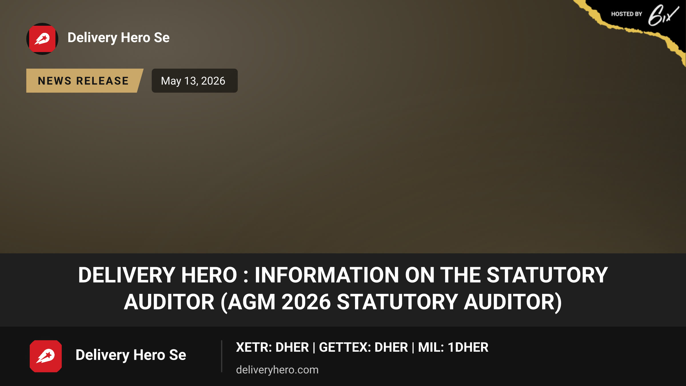Delivery Hero : Information on the statutory auditor (AGM 2026 Statutory Auditor)