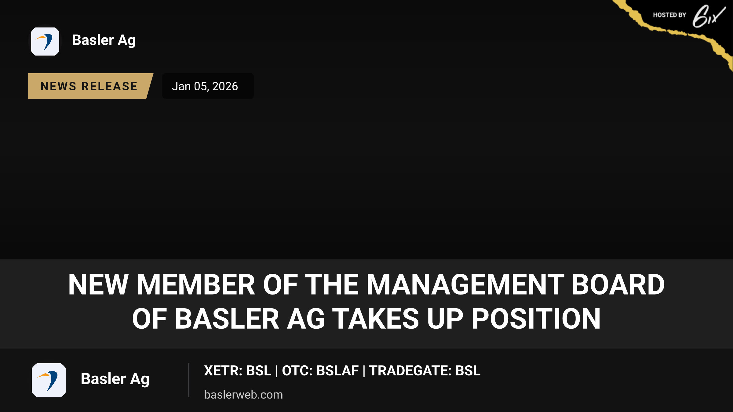 New Member of the Management Board of Basler AG Takes up Position
