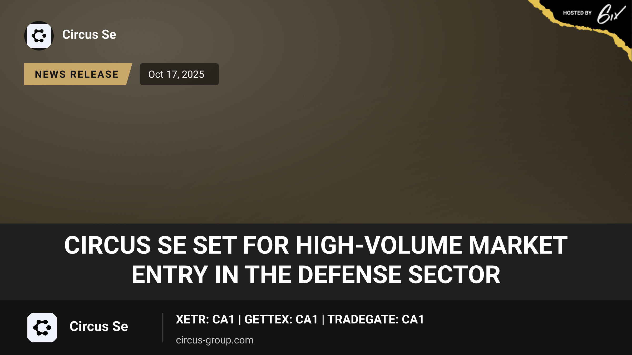 Circus SE Set for High-Volume Market Entry in the Defense Sector