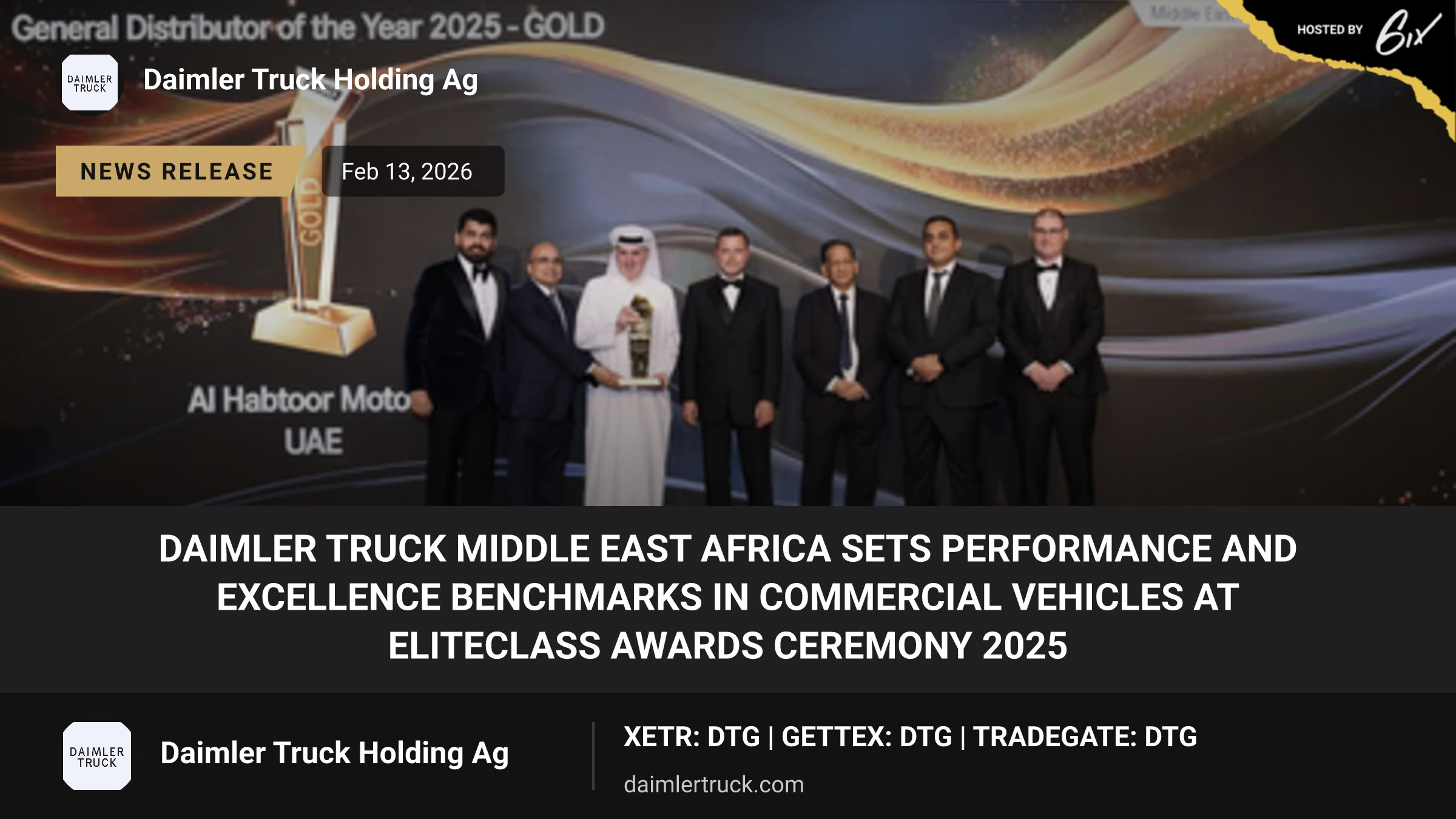 Daimler Truck Middle East Africa Sets Performance and Excellence Benchmarks in Commercial Vehicles at EliteClass Awards Ceremony 2025