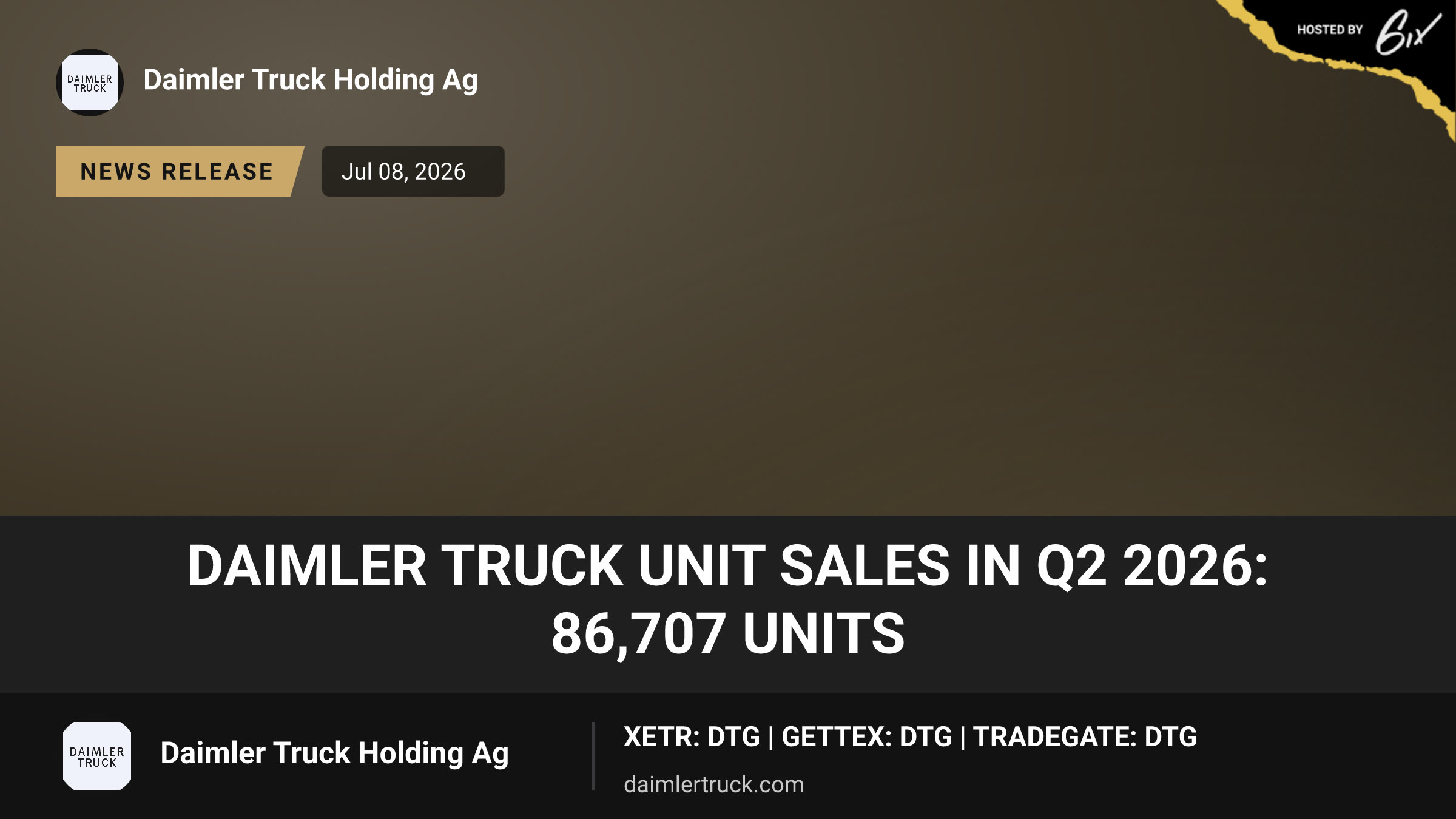 Daimler Truck unit sales in Q2 2026: 86,707 units