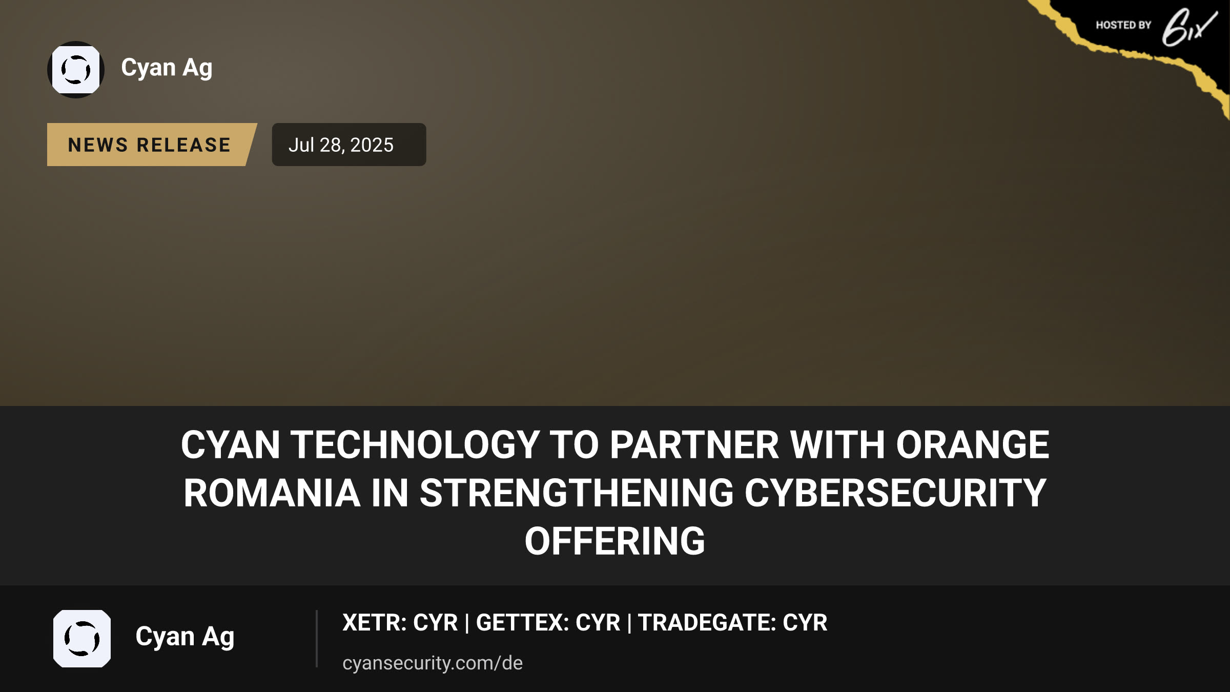 Cyan technology to partner with Orange Romania in strengthening cybersecurity offering