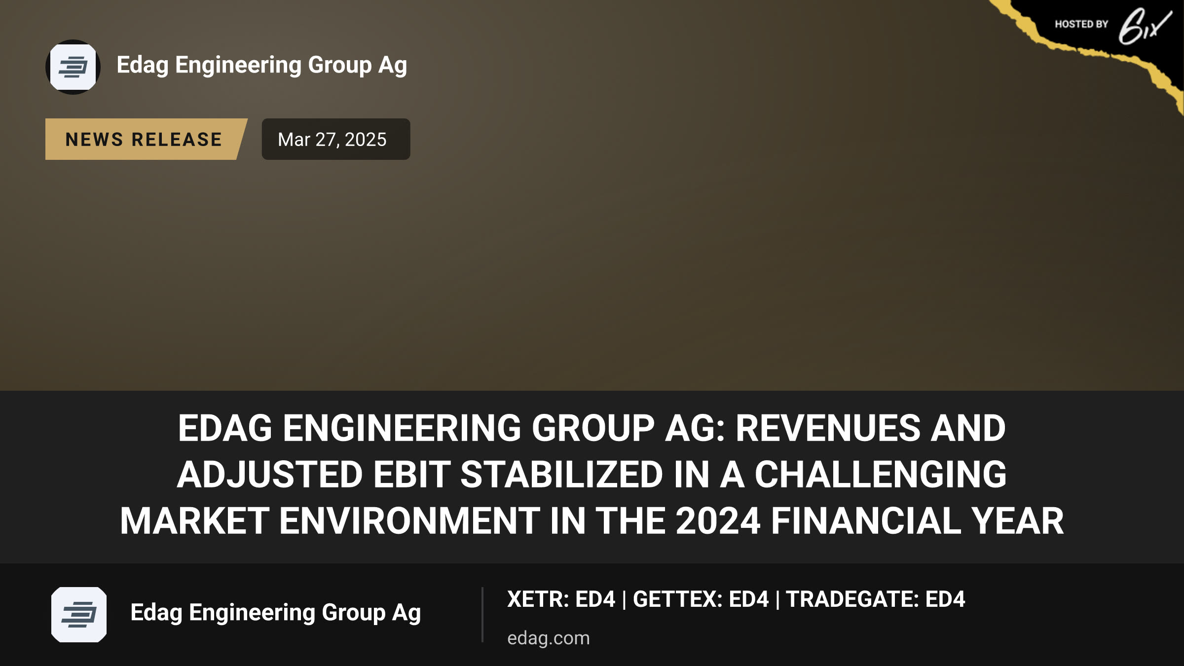 EDAG Engineering Group AG: Revenues and adjusted EBIT stabilized in a challenging market environment in the 2024 financial year