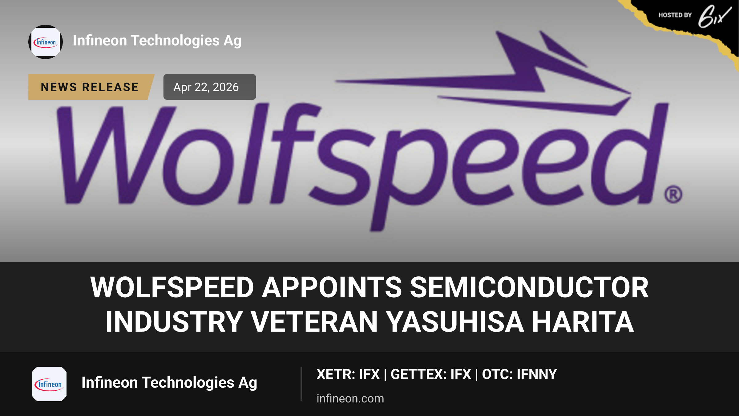 Wolfspeed Appoints Semiconductor Industry Veteran Yasuhisa Harita