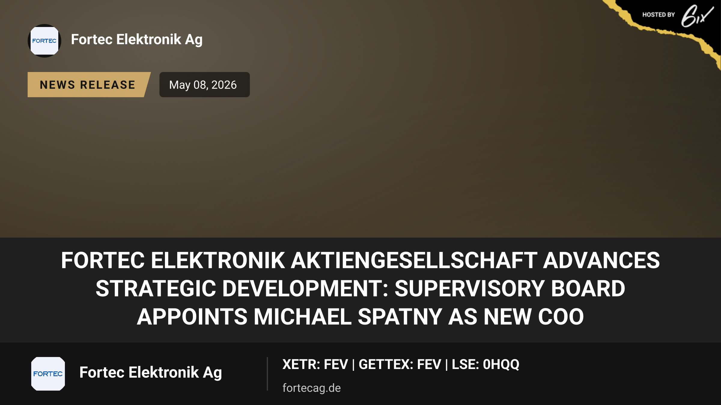 FORTEC Elektronik Aktiengesellschaft advances strategic development: Supervisory Board appoints Michael Spatny as new COO