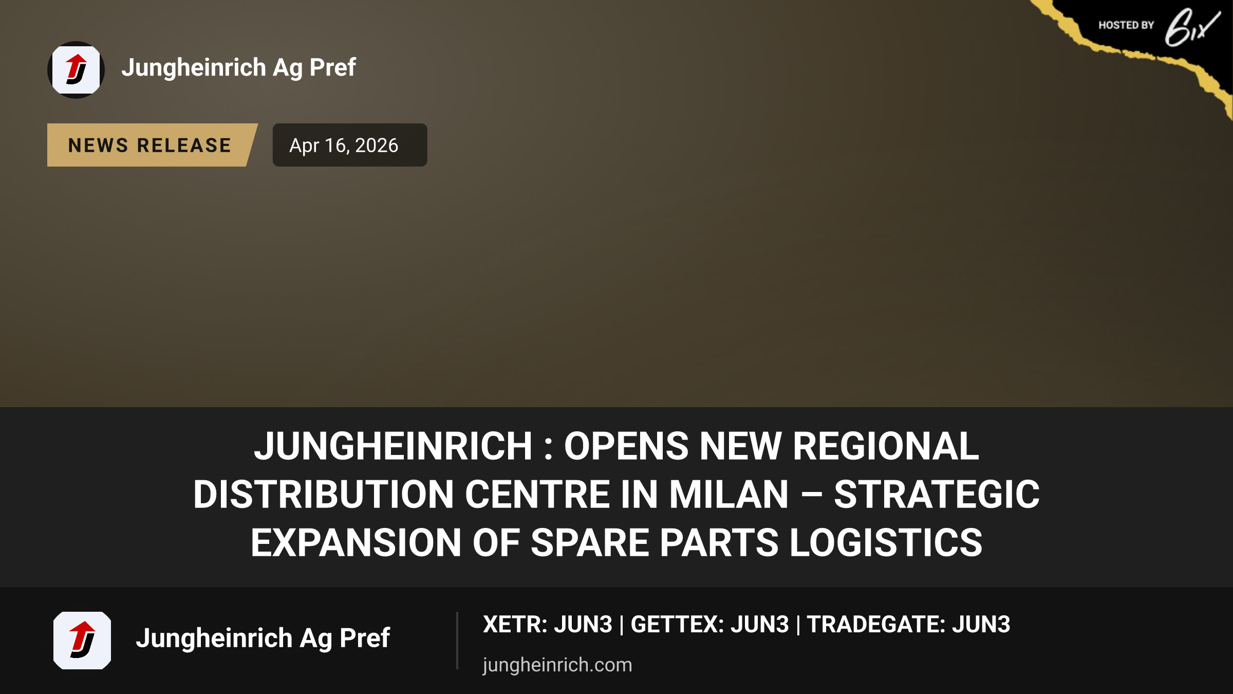 Jungheinrich : opens new Regional Distribution Centre in Milan – strategic expansion of spare parts logistics