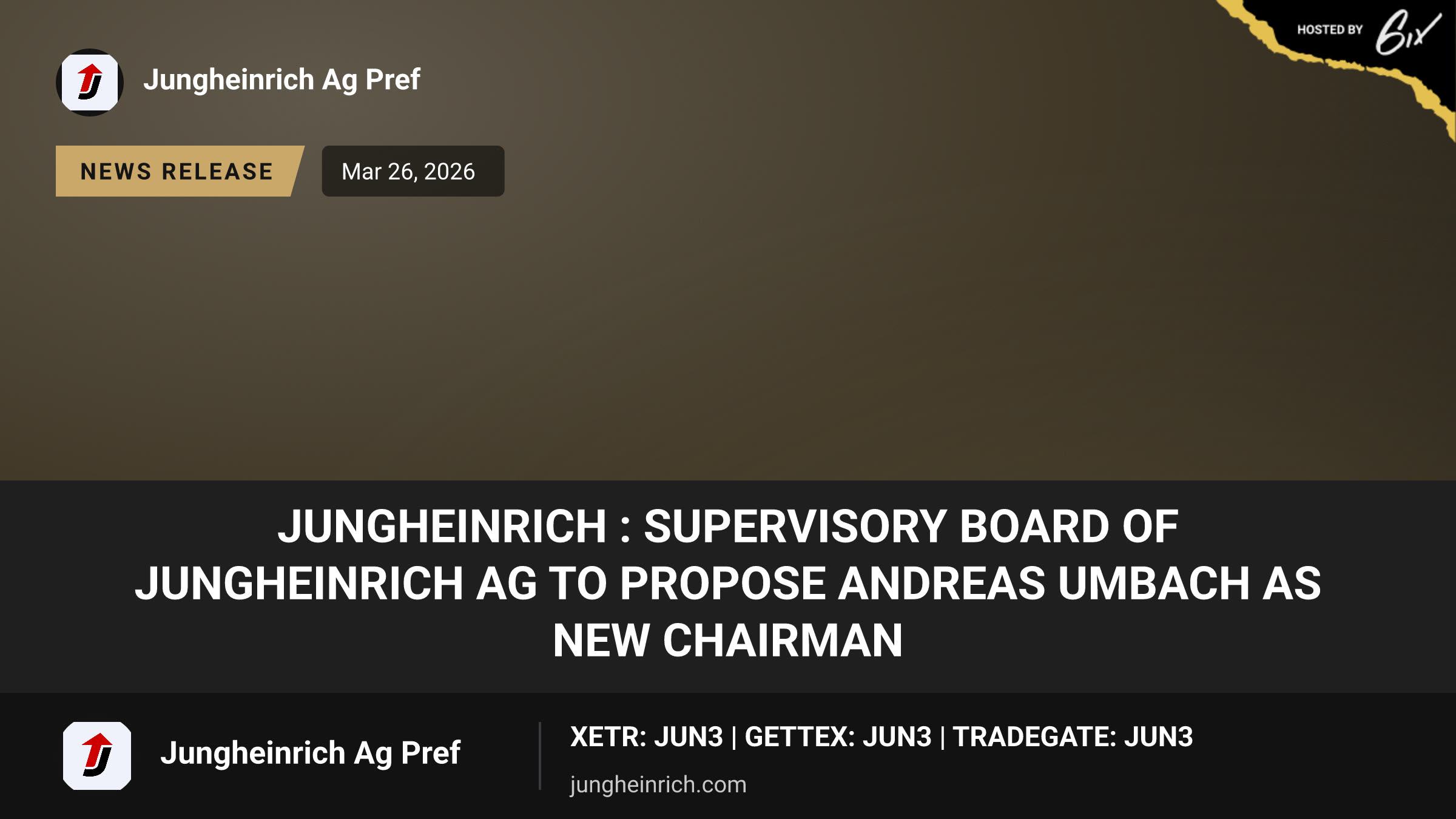 Jungheinrich : Supervisory Board of Jungheinrich AG to propose Andreas Umbach as new Chairman