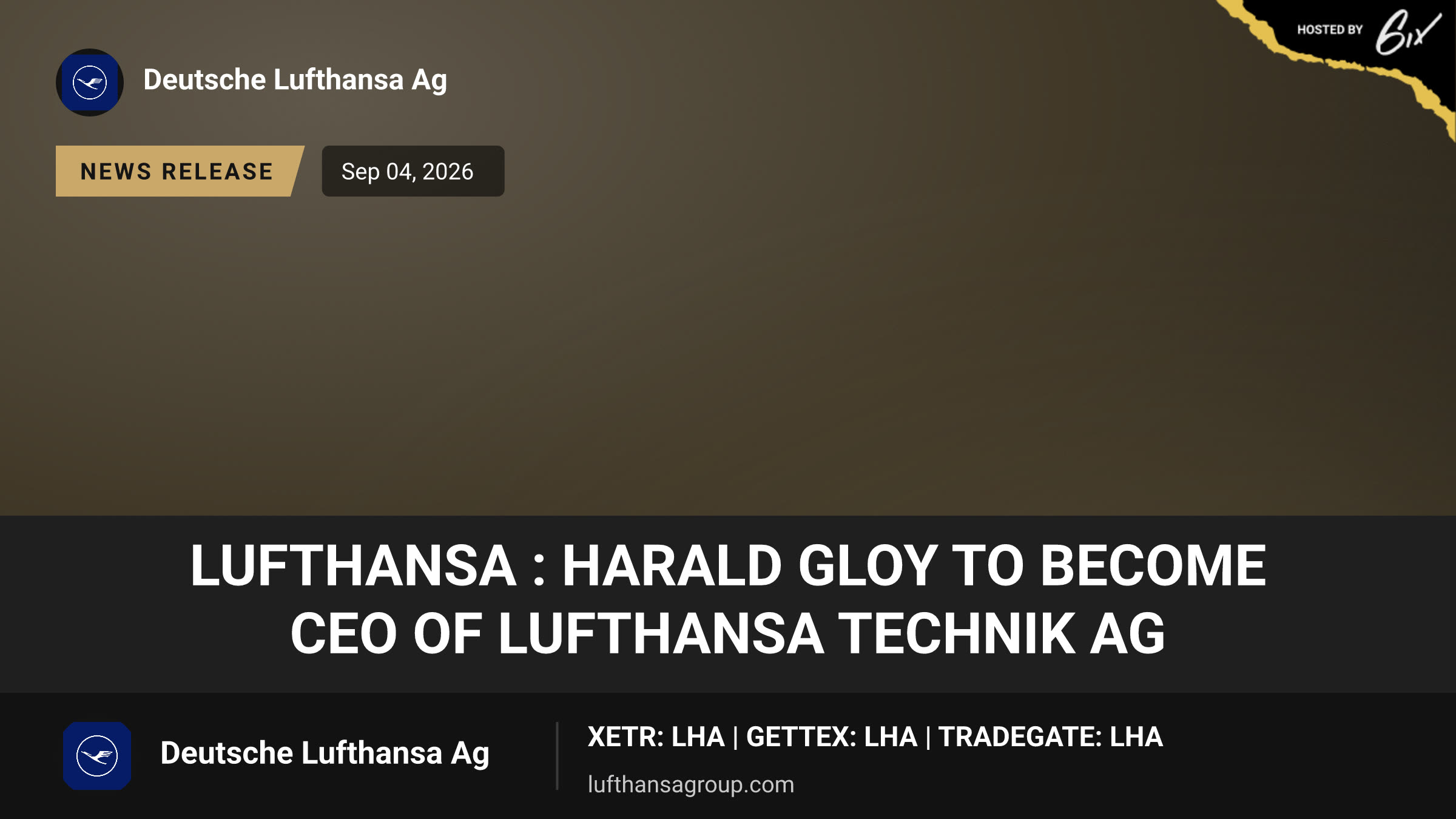 Lufthansa : Harald Gloy to become CEO of Lufthansa Technik AG
