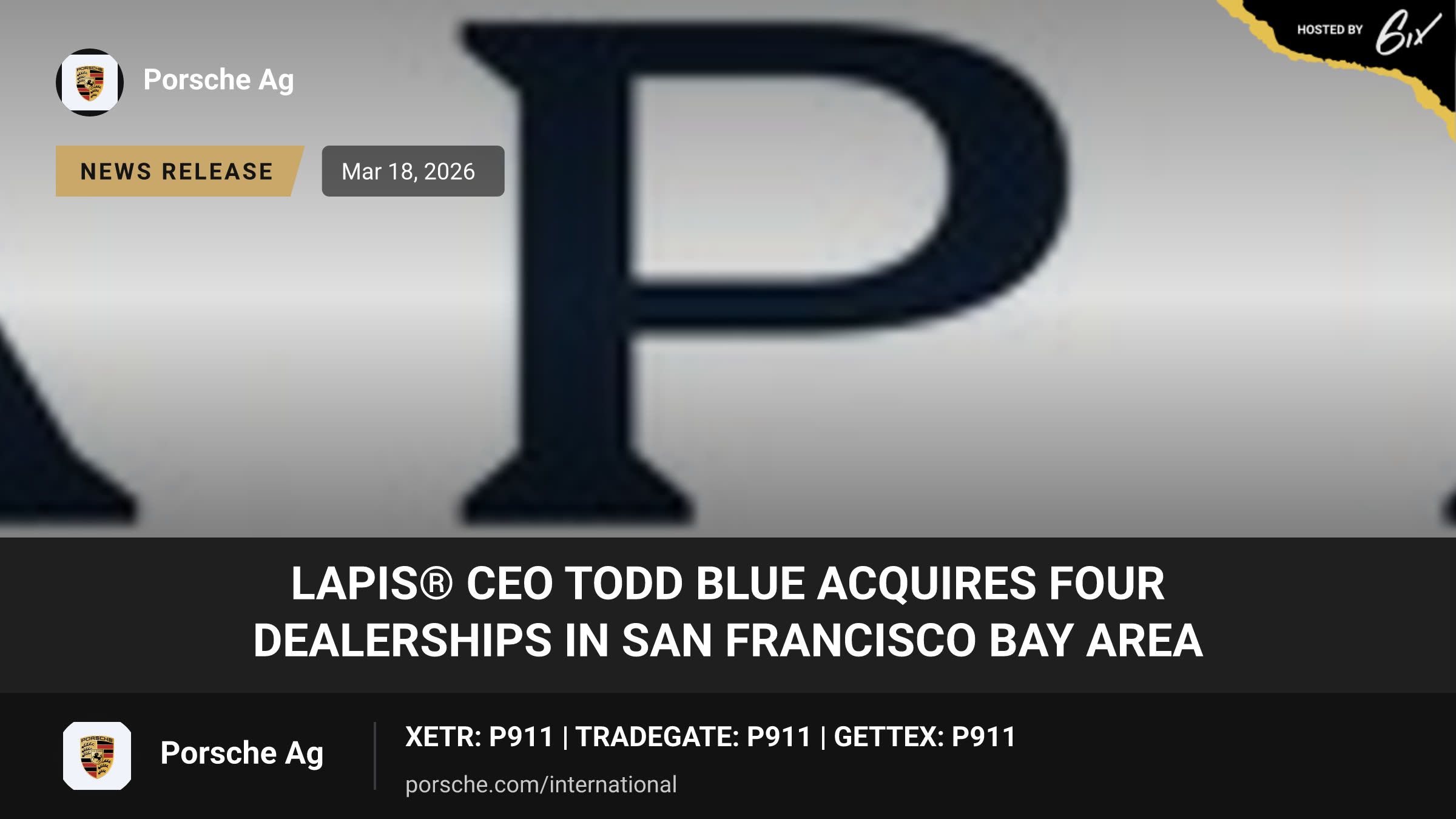 LAPIS® CEO Todd Blue Acquires Four Dealerships in San Francisco Bay Area
