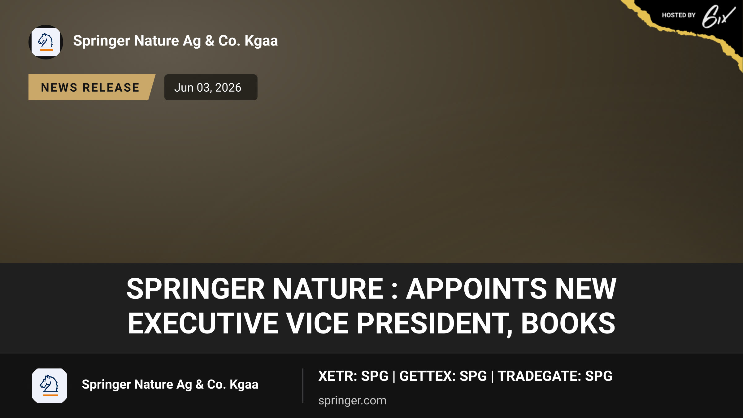 Springer Nature : appoints new Executive Vice President, Books