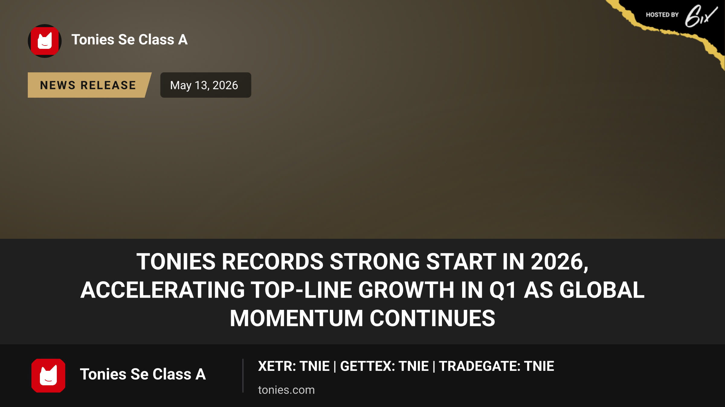 Tonies records strong start in 2026, accelerating top-line growth in Q1 as global momentum continues