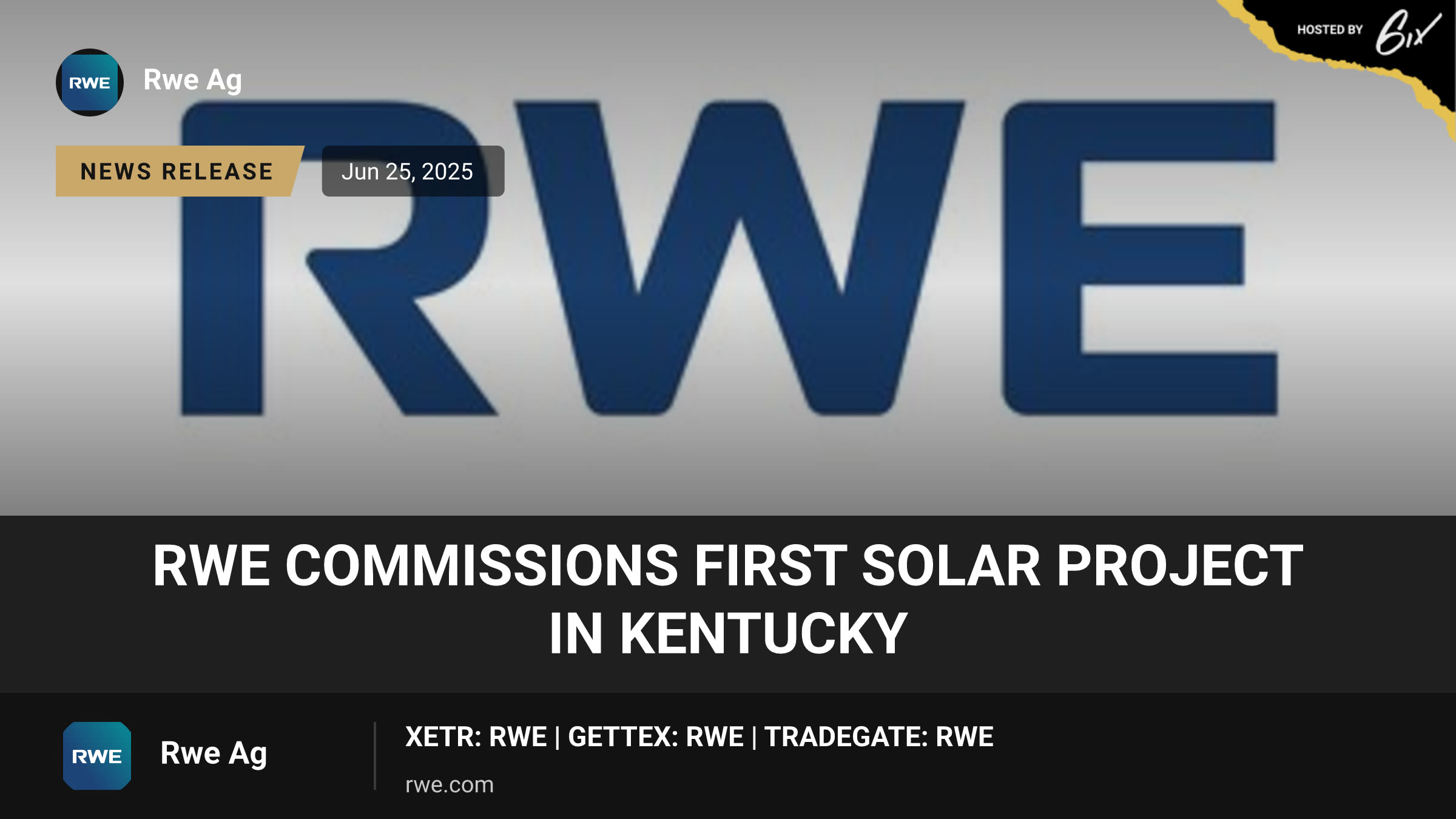 RWE commissions first solar project in Kentucky