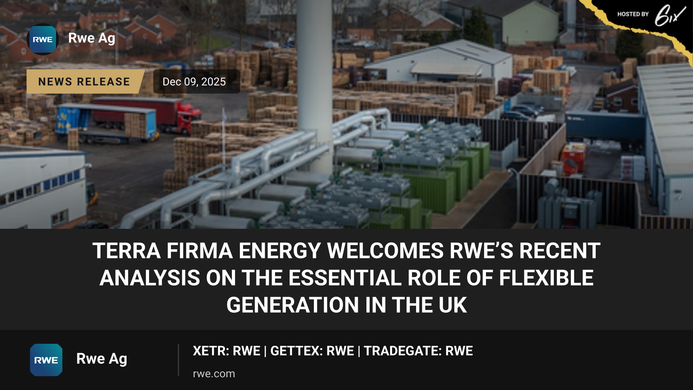 Terra Firma Energy Welcomes RWE’s Recent Analysis on the Essential Role of Flexible Generation in the UK