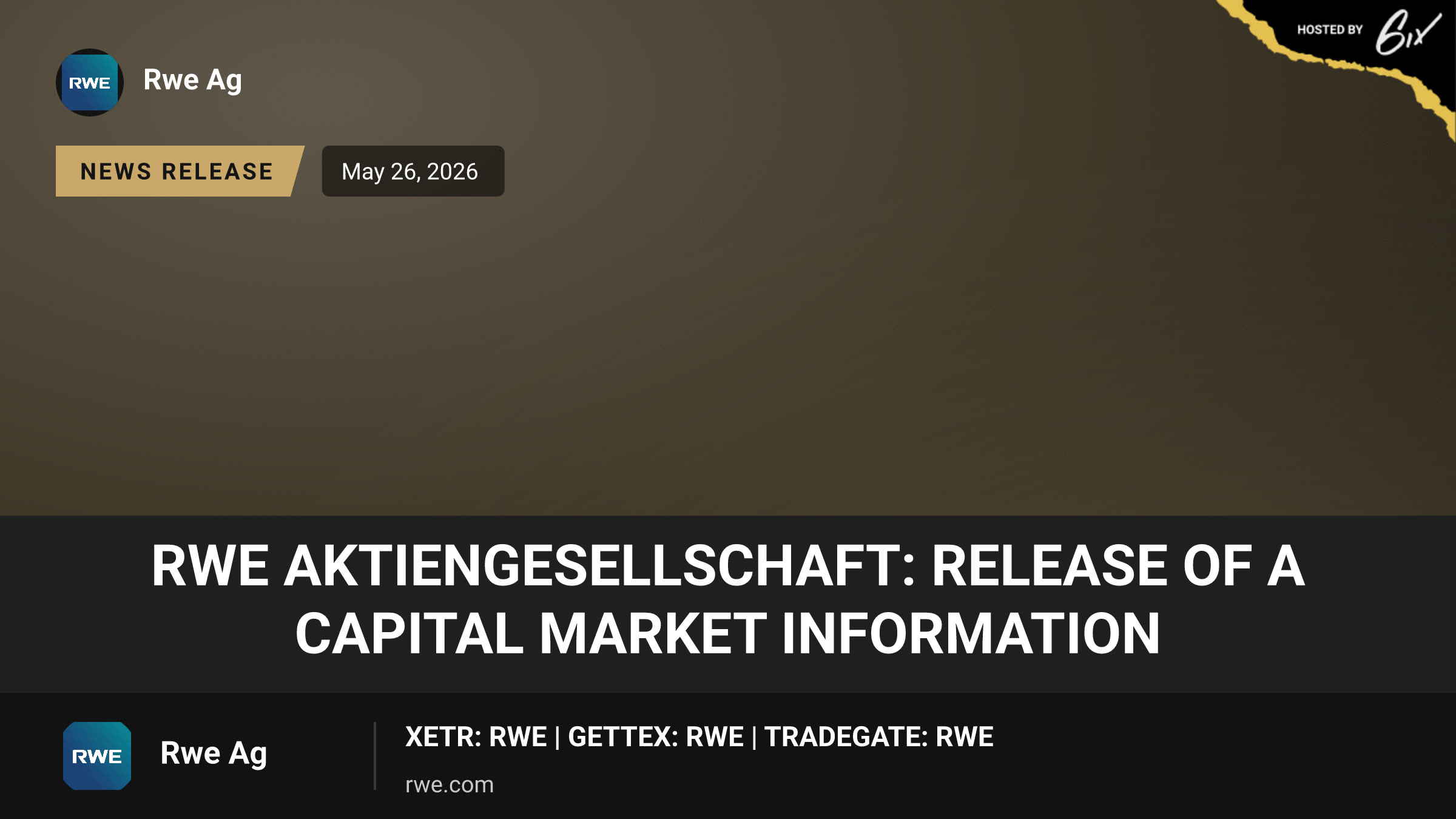 RWE Aktiengesellschaft: Release of a capital market information