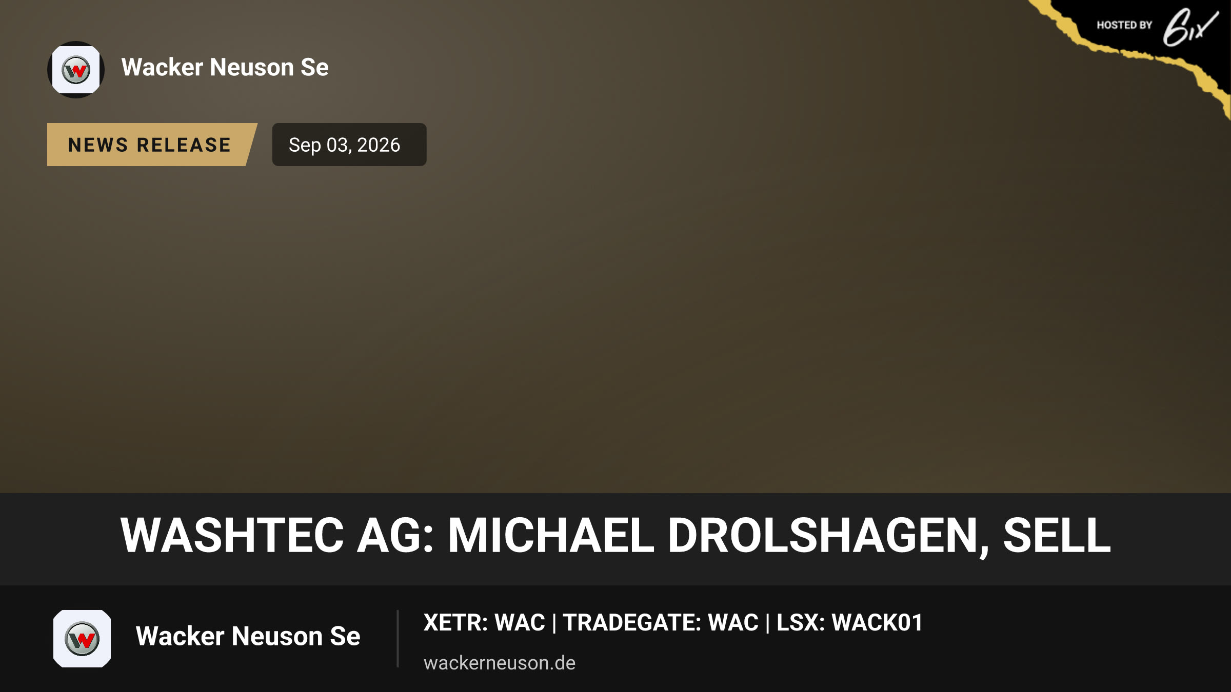 WashTec AG: Michael Drolshagen, sell