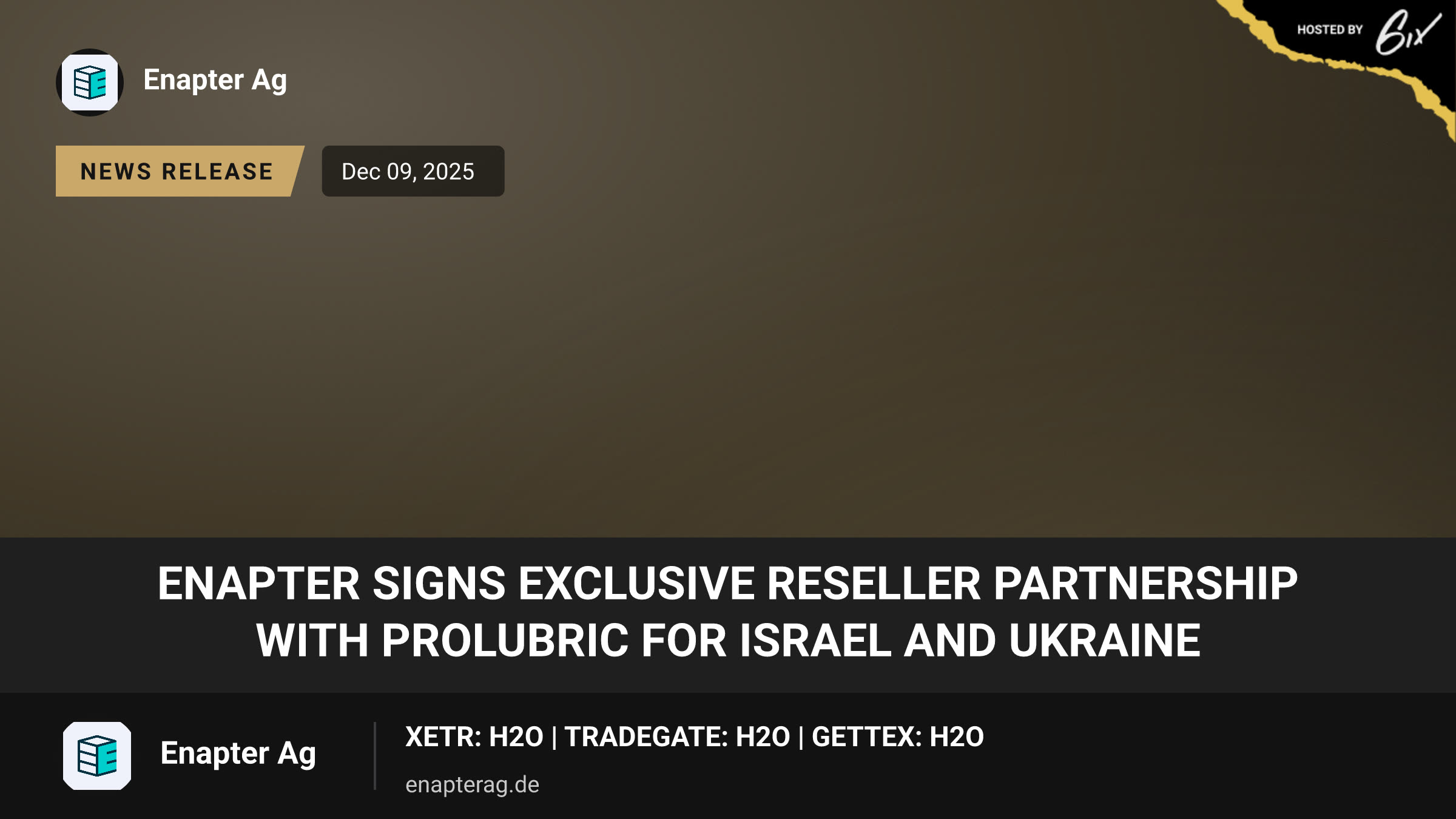 Enapter signs exclusive reseller partnership with ProLubric for Israel and Ukraine