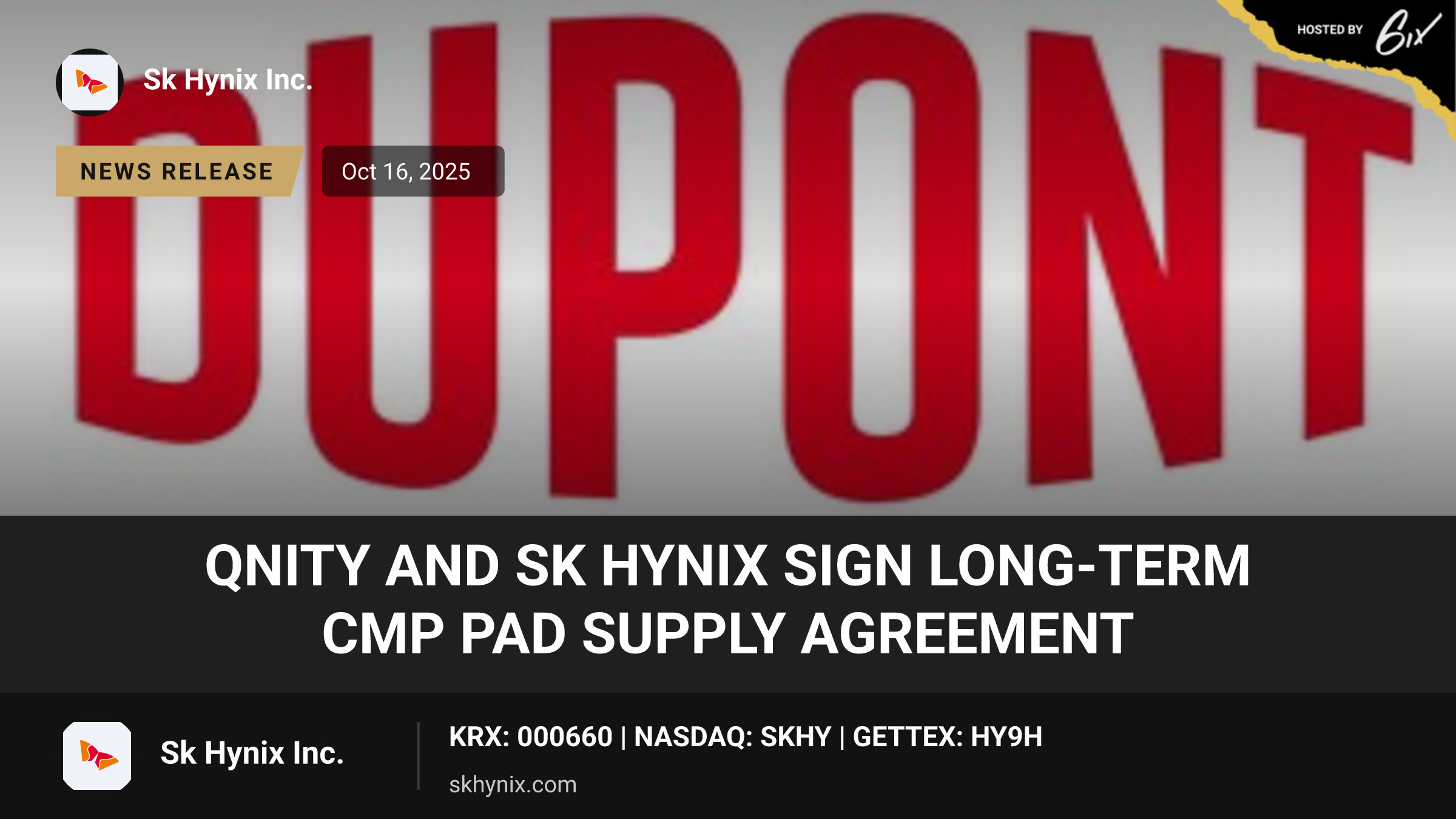 Qnity and SK hynix Sign Long-Term CMP Pad Supply Agreement