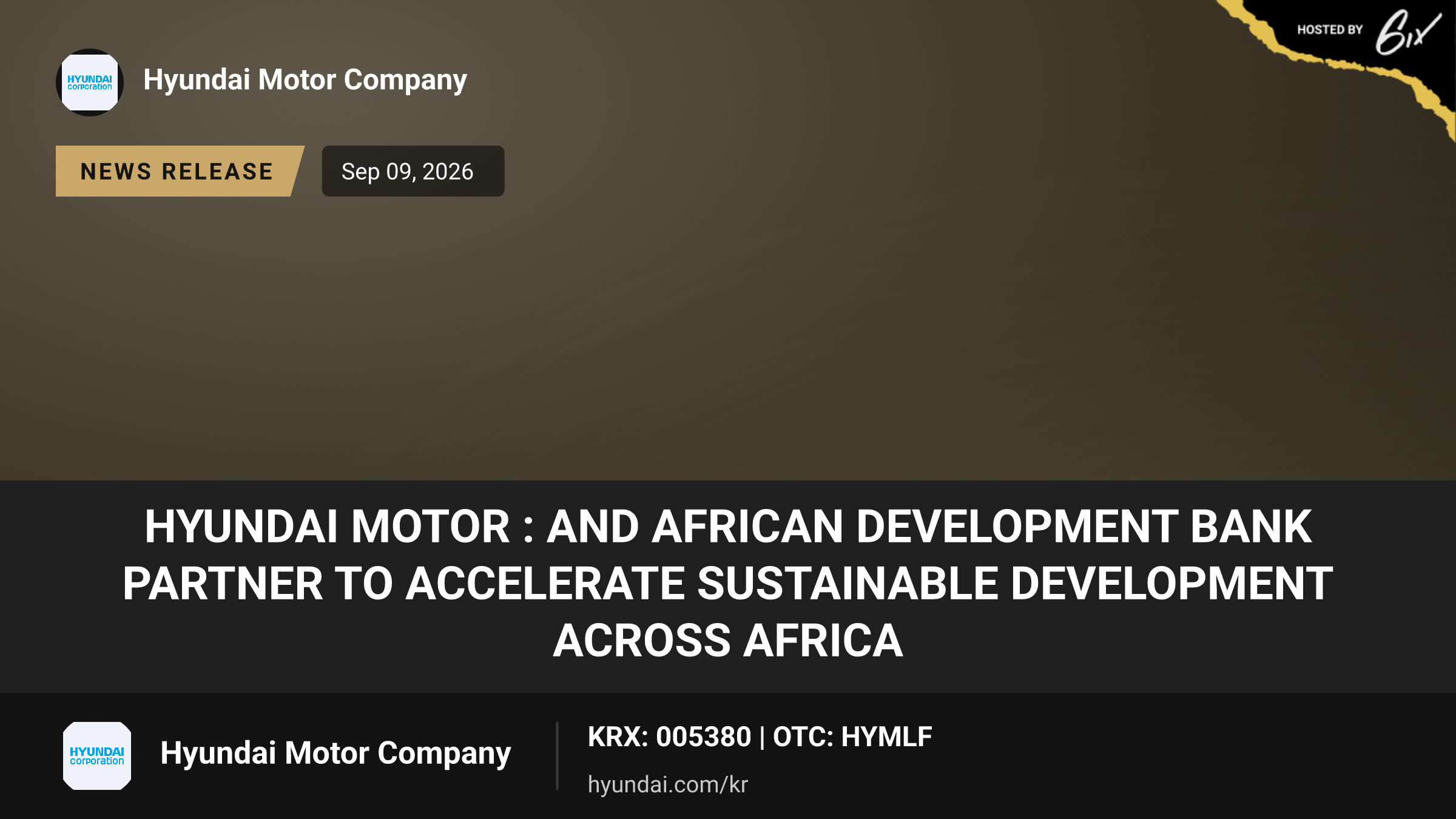 Hyundai Motor : and African Development Bank Partner to Accelerate Sustainable Development Across Africa