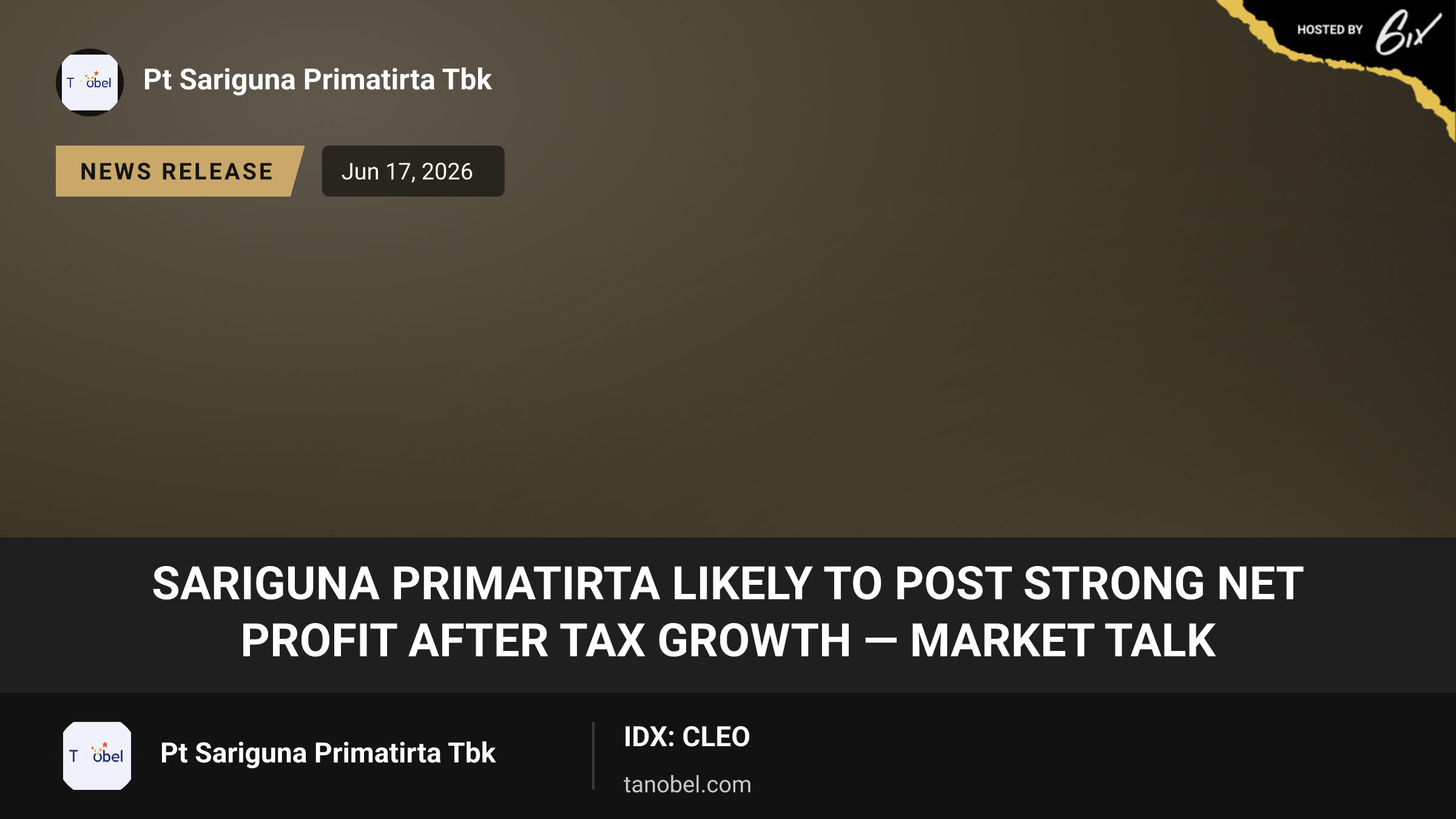Sariguna Primatirta Likely to Post Strong Net Profit After Tax Growth — Market Talk