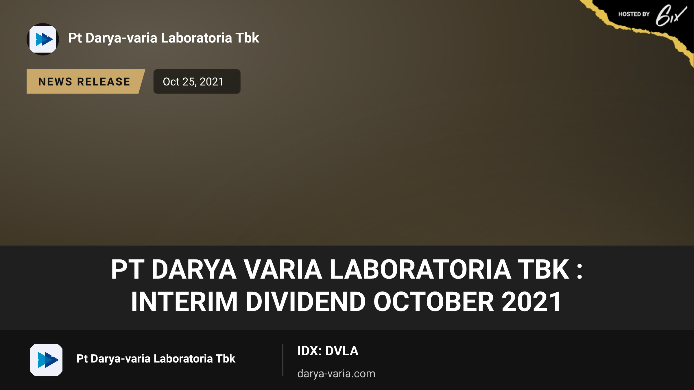 PT Darya Varia Laboratoria Tbk : Interim Dividend October 2021