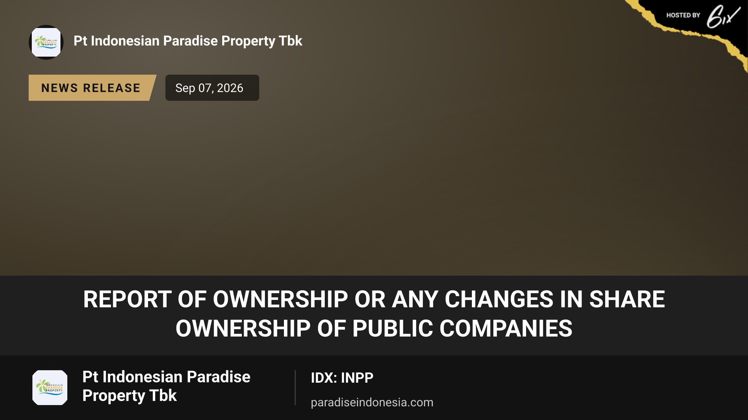 REPORT OF OWNERSHIP OR ANY CHANGES IN SHARE OWNERSHIP OF PUBLIC COMPANIES