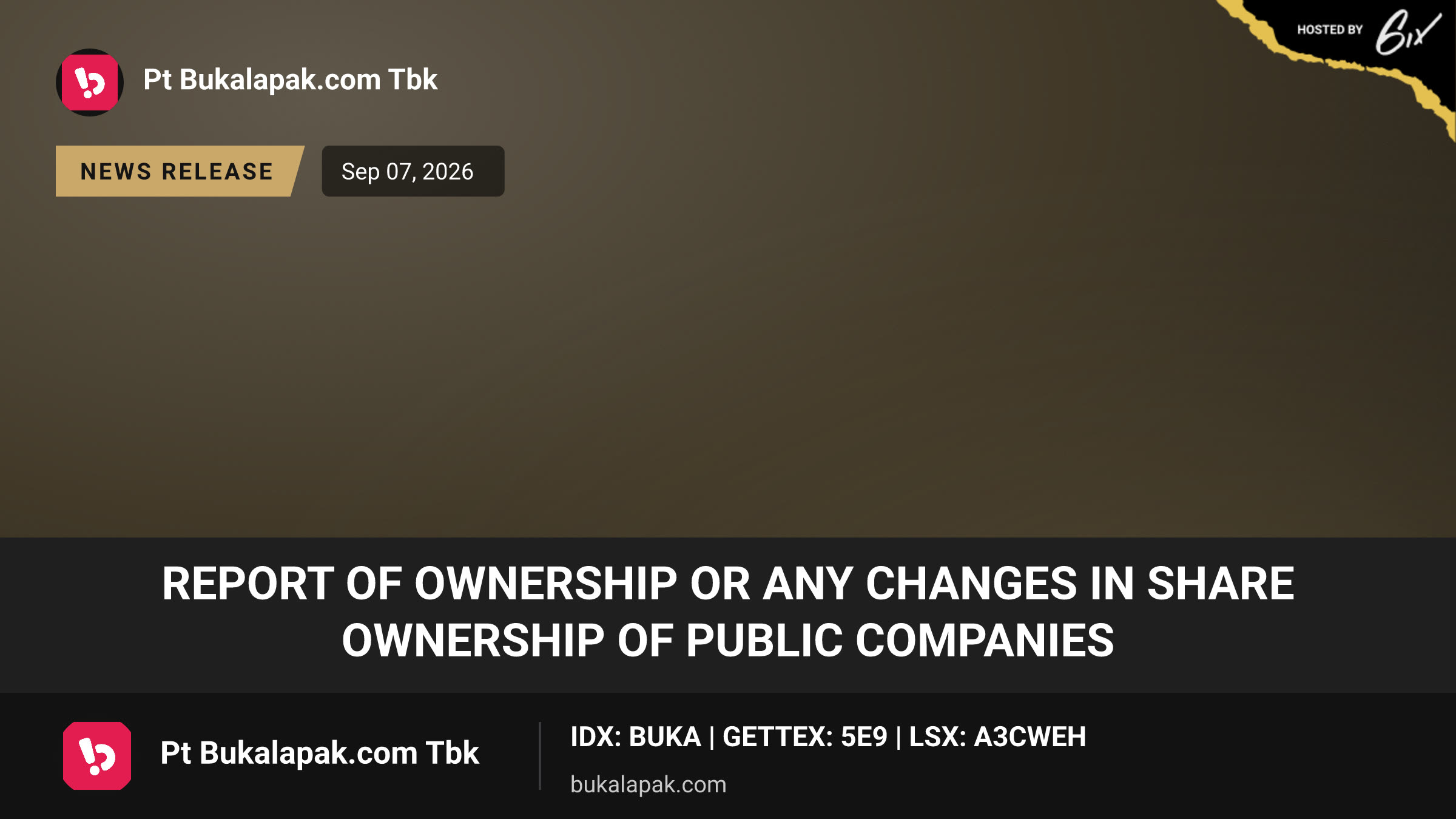 REPORT OF OWNERSHIP OR ANY CHANGES IN SHARE OWNERSHIP OF PUBLIC COMPANIES