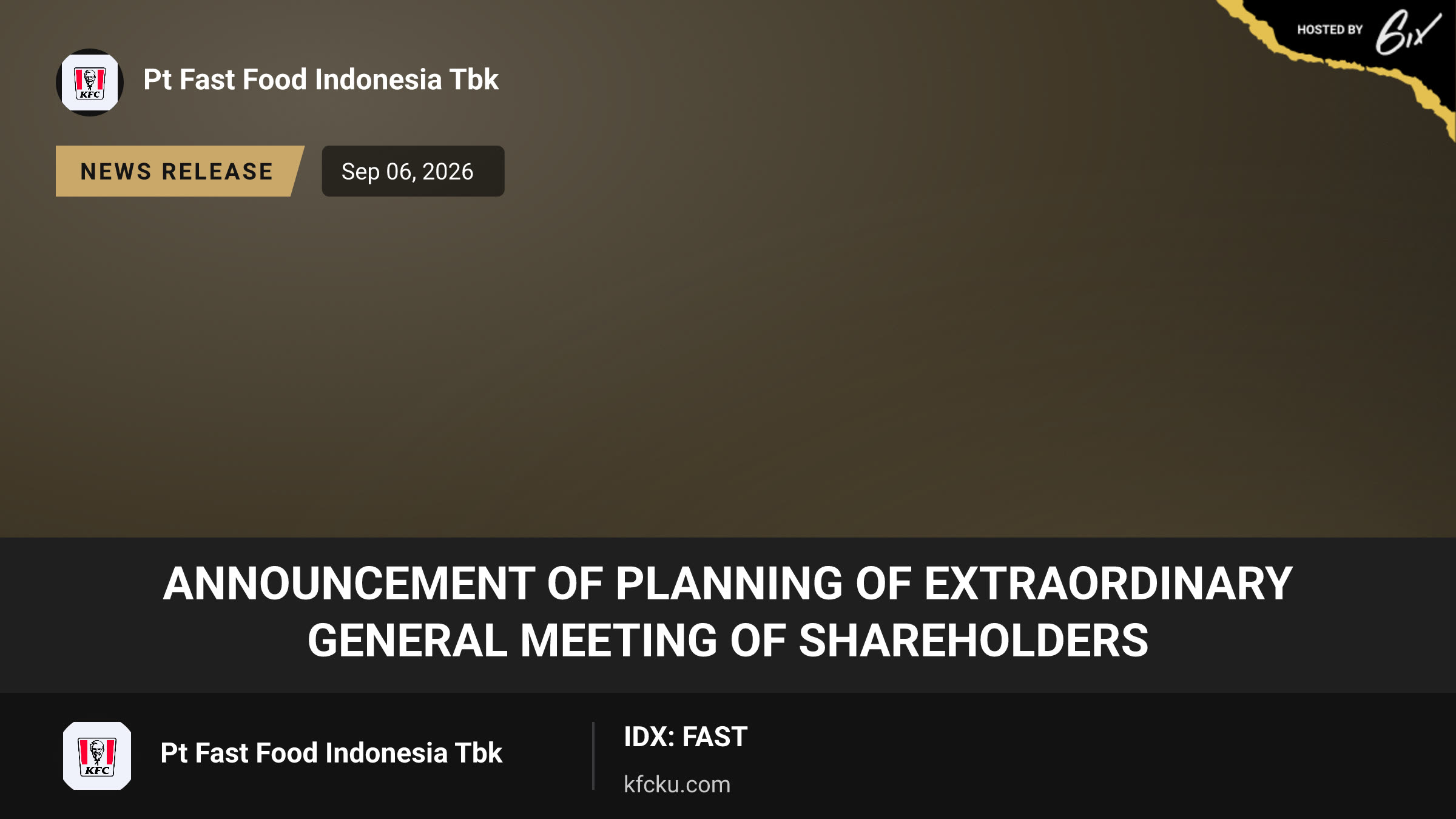 Announcement of Planning of Extraordinary General Meeting of Shareholders