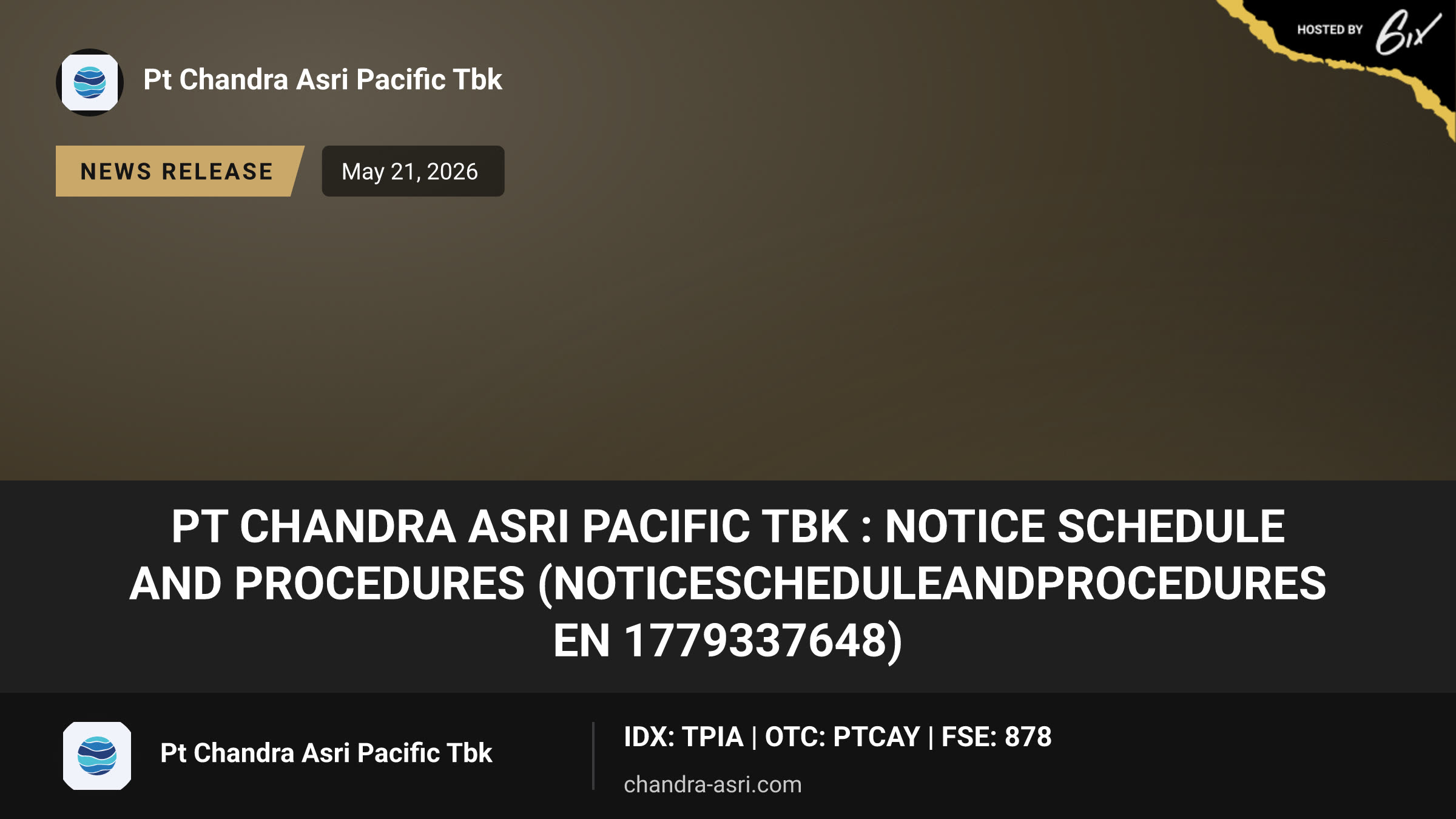 PT Chandra Asri Pacific Tbk : Notice Schedule and Procedures (NoticeScheduleandProcedures en 1779337648)