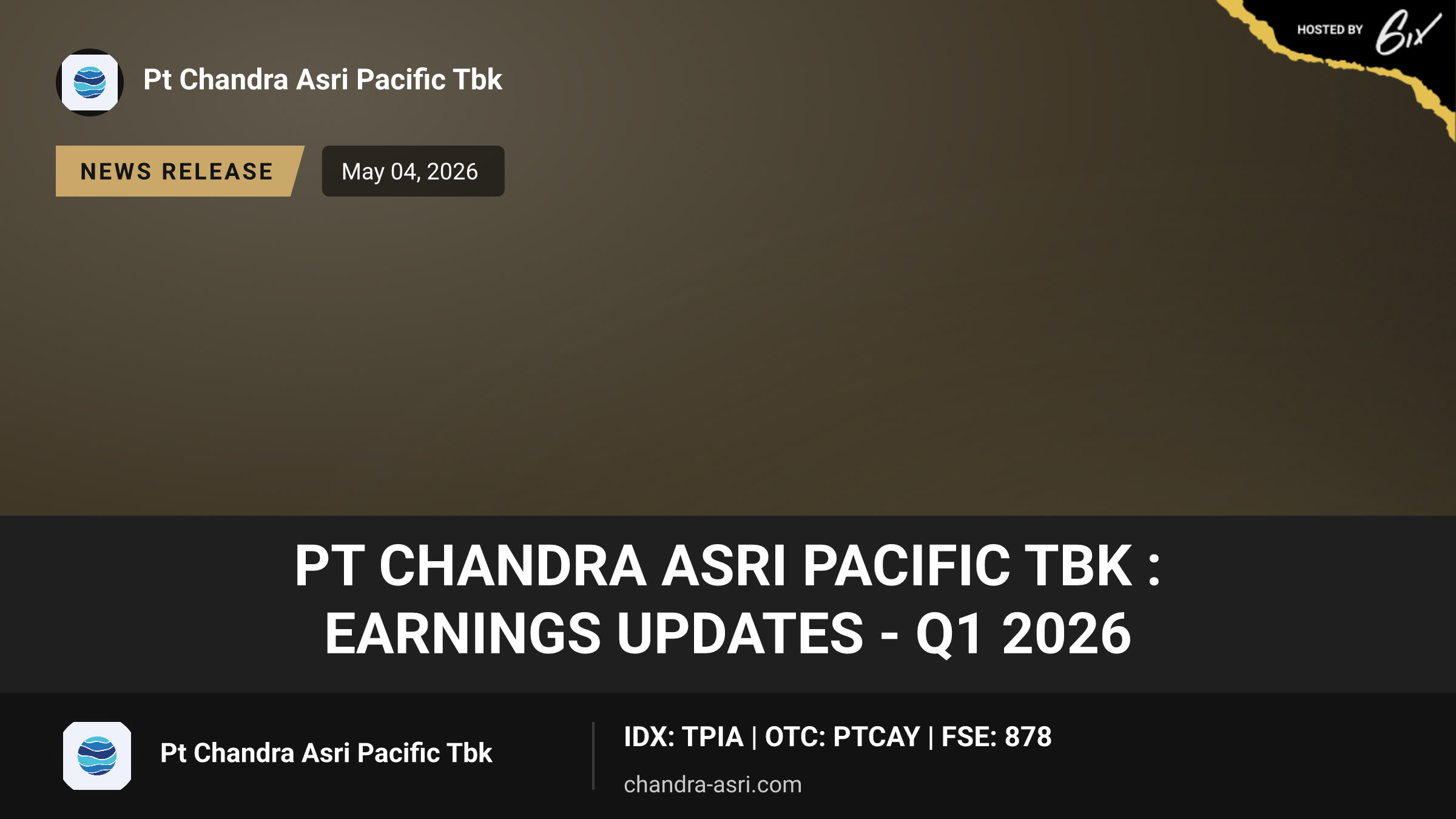 PT Chandra Asri Pacific Tbk : Earnings Updates - Q1 2026