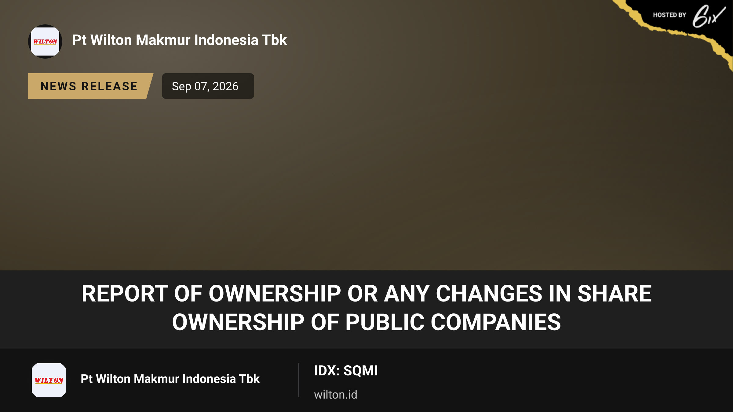REPORT OF OWNERSHIP OR ANY CHANGES IN SHARE OWNERSHIP OF PUBLIC COMPANIES