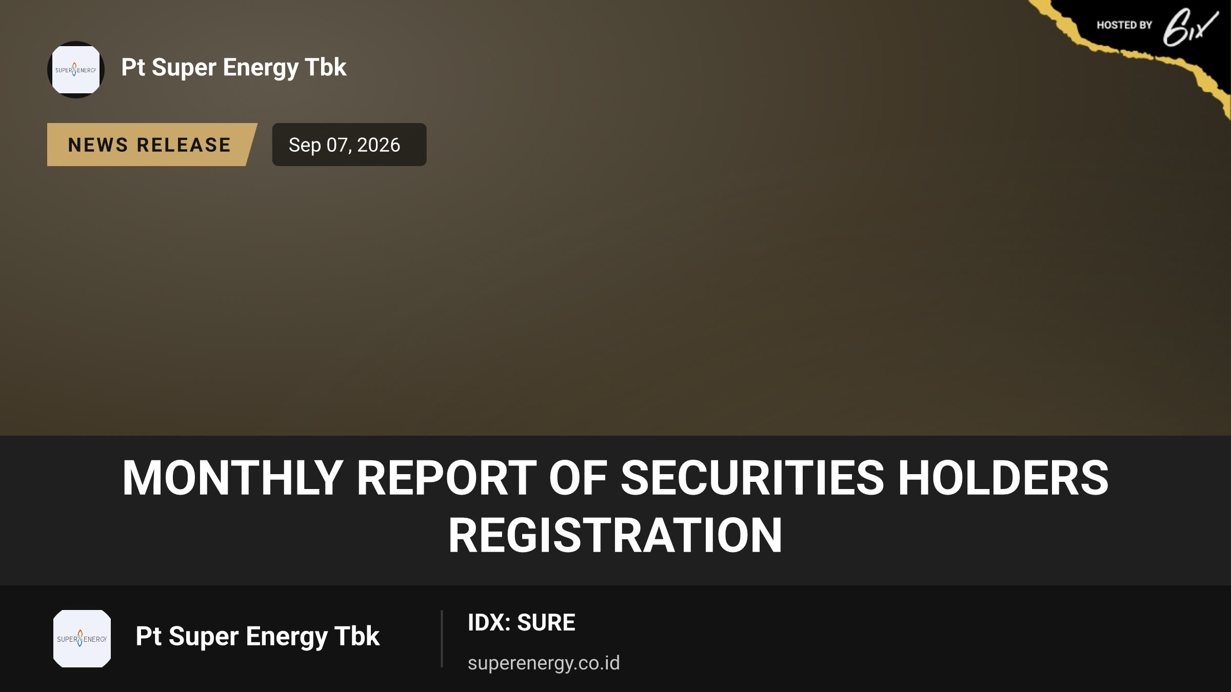 Monthly Report of Securities Holders Registration