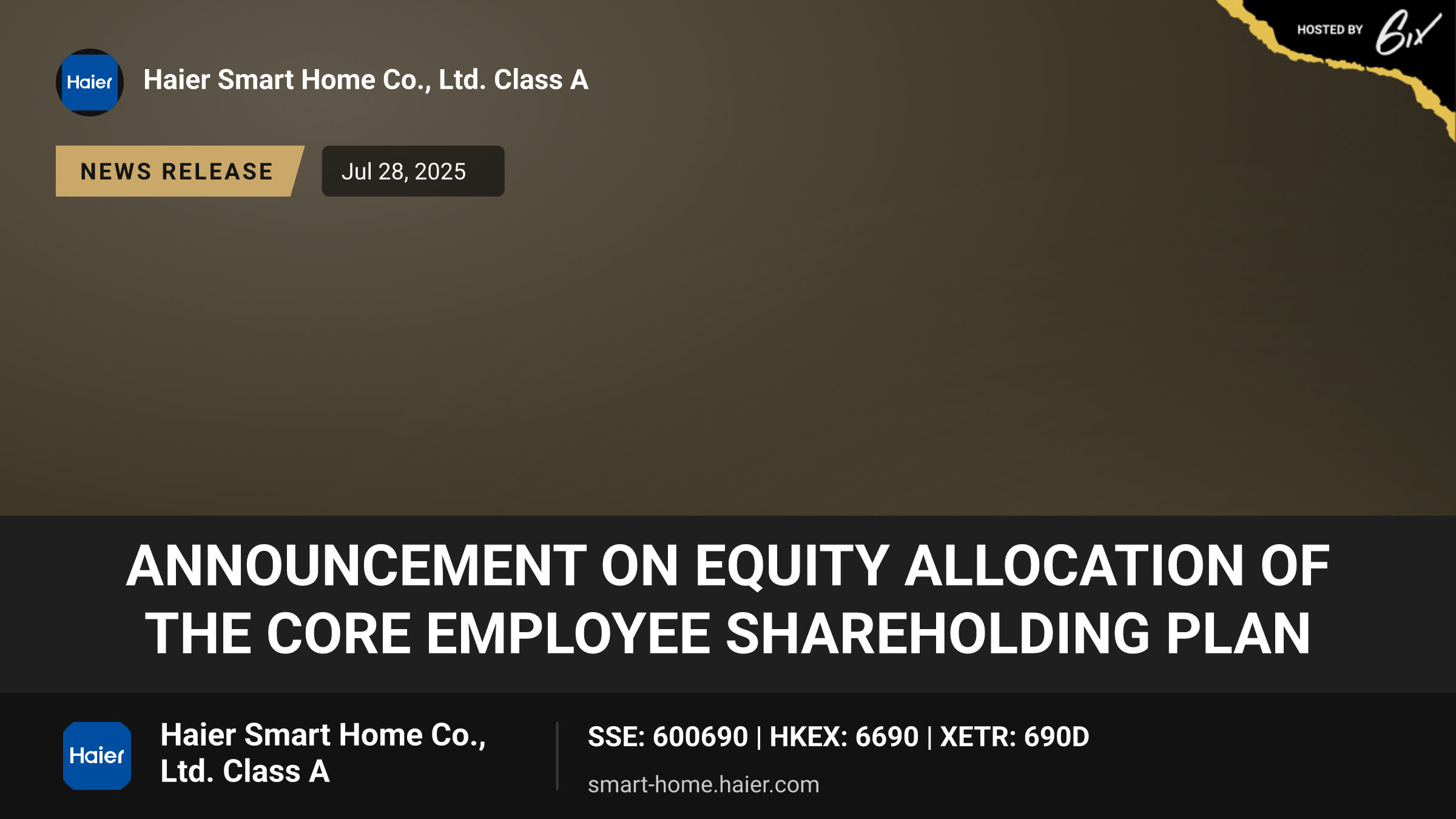 Announcement on Equity Allocation of the Core Employee Shareholding Plan