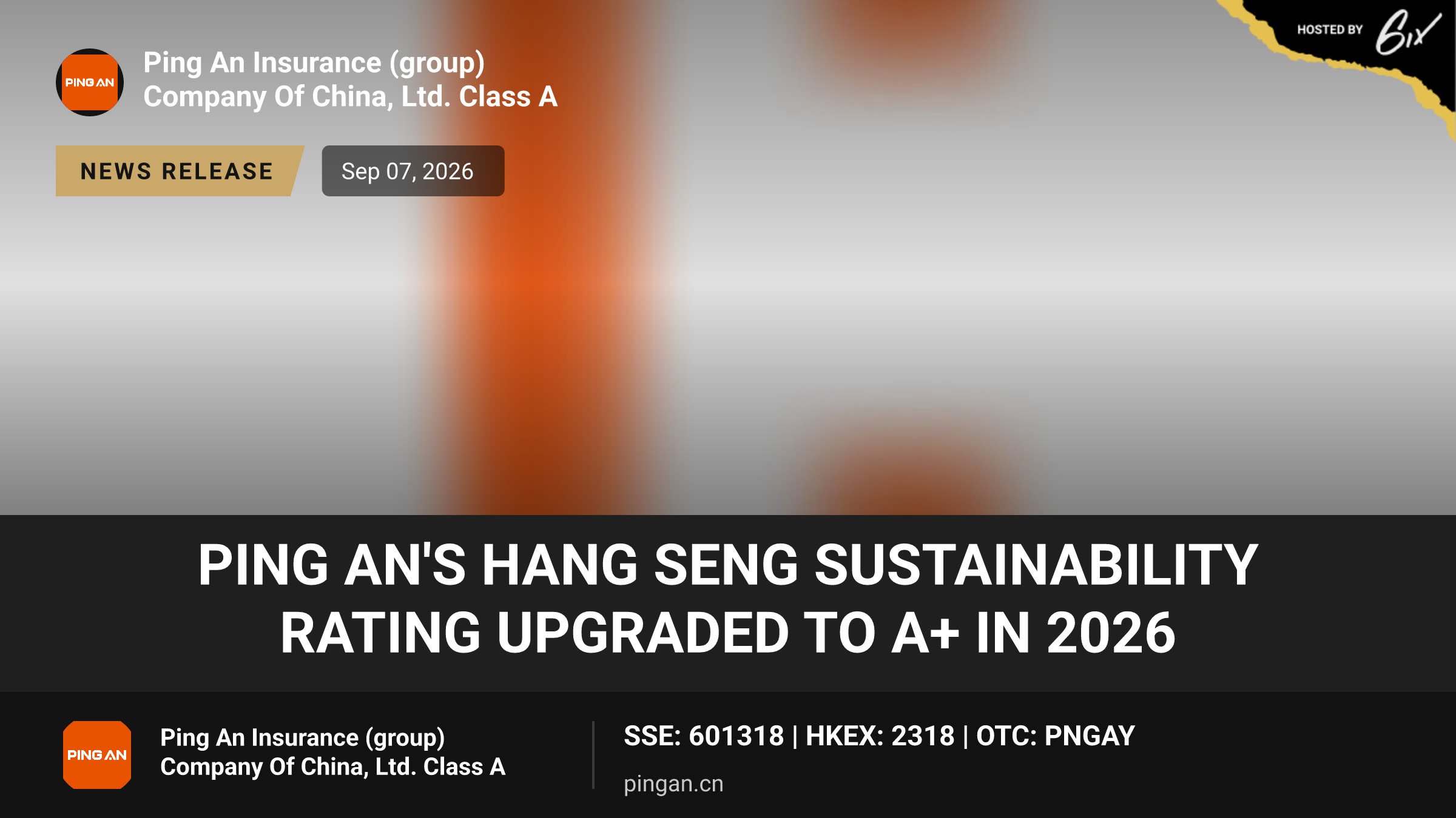 Ping An's Hang Seng Sustainability Rating Upgraded to A+ in 2026