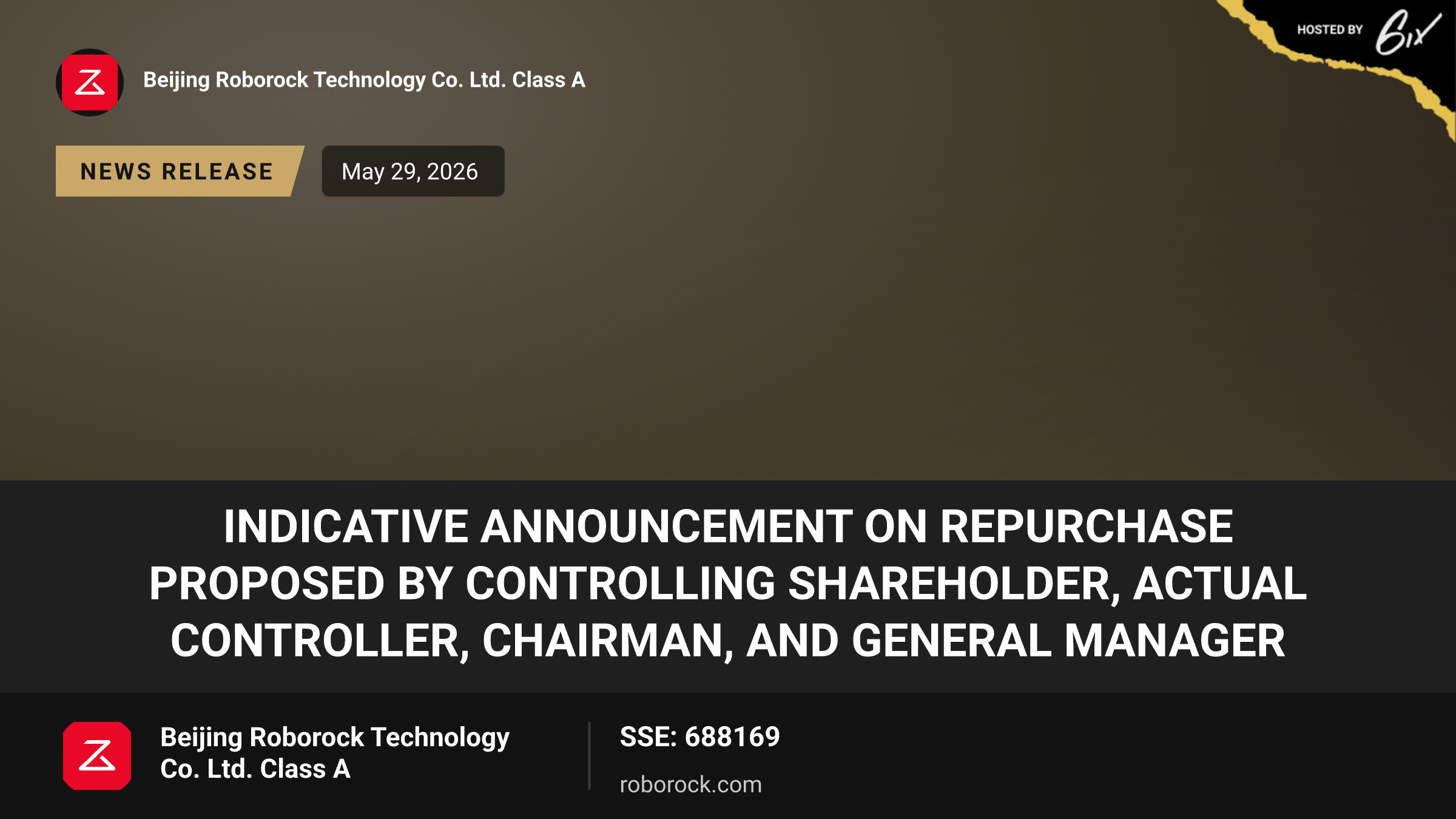 Indicative Announcement on Repurchase Proposed by Controlling Shareholder, Actual Controller, Chairman, and General Manager