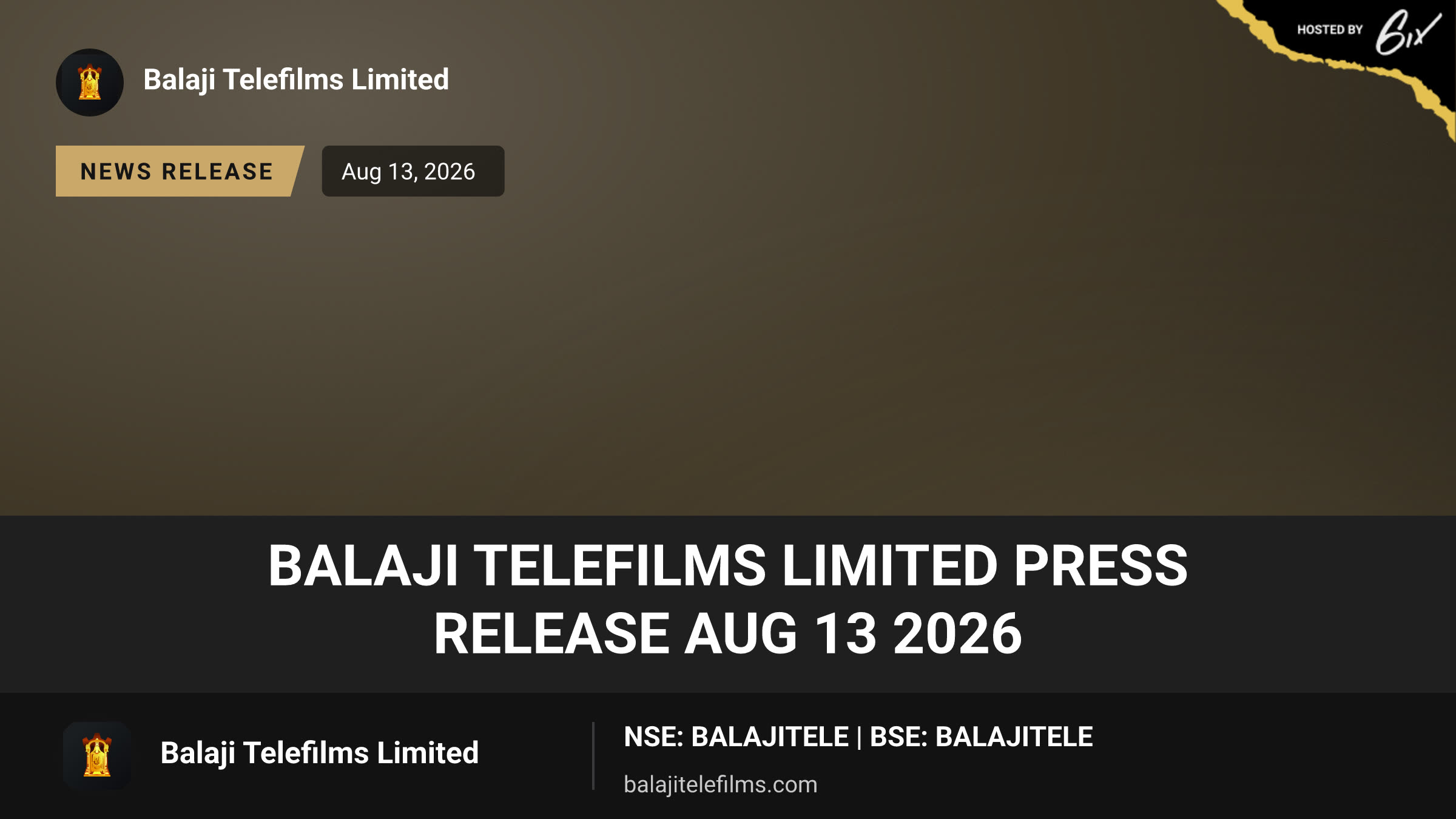 Balaji Telefilms Limited Press Release Aug 13 2026