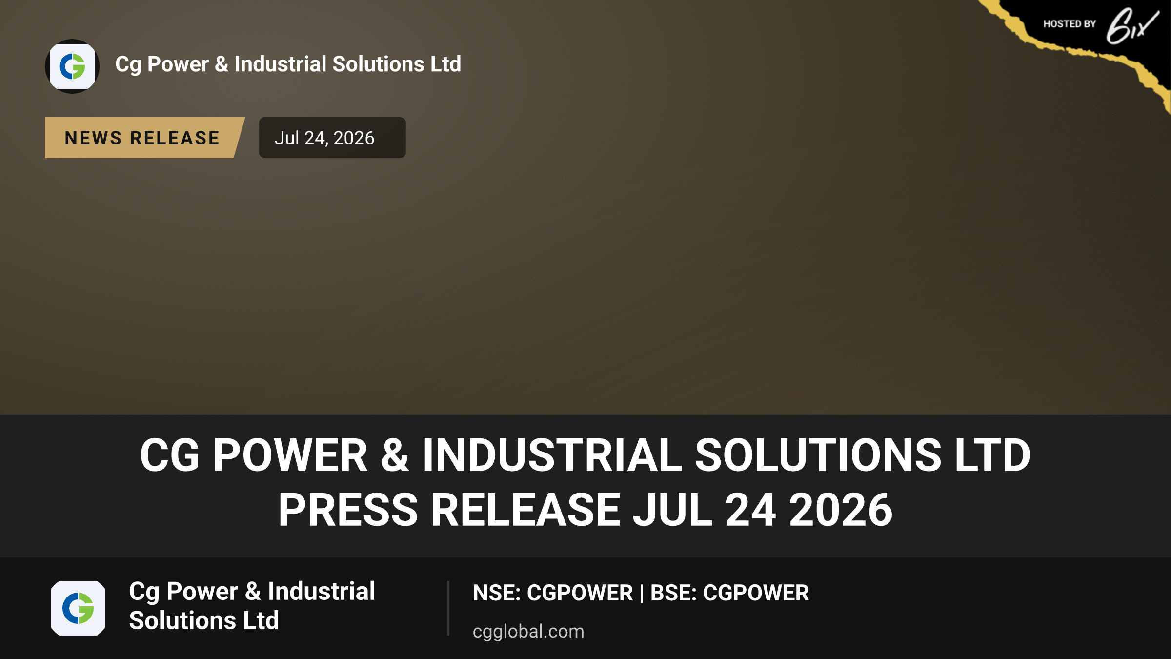 Cg Power & Industrial Solutions Ltd Press Release Jul 24 2026