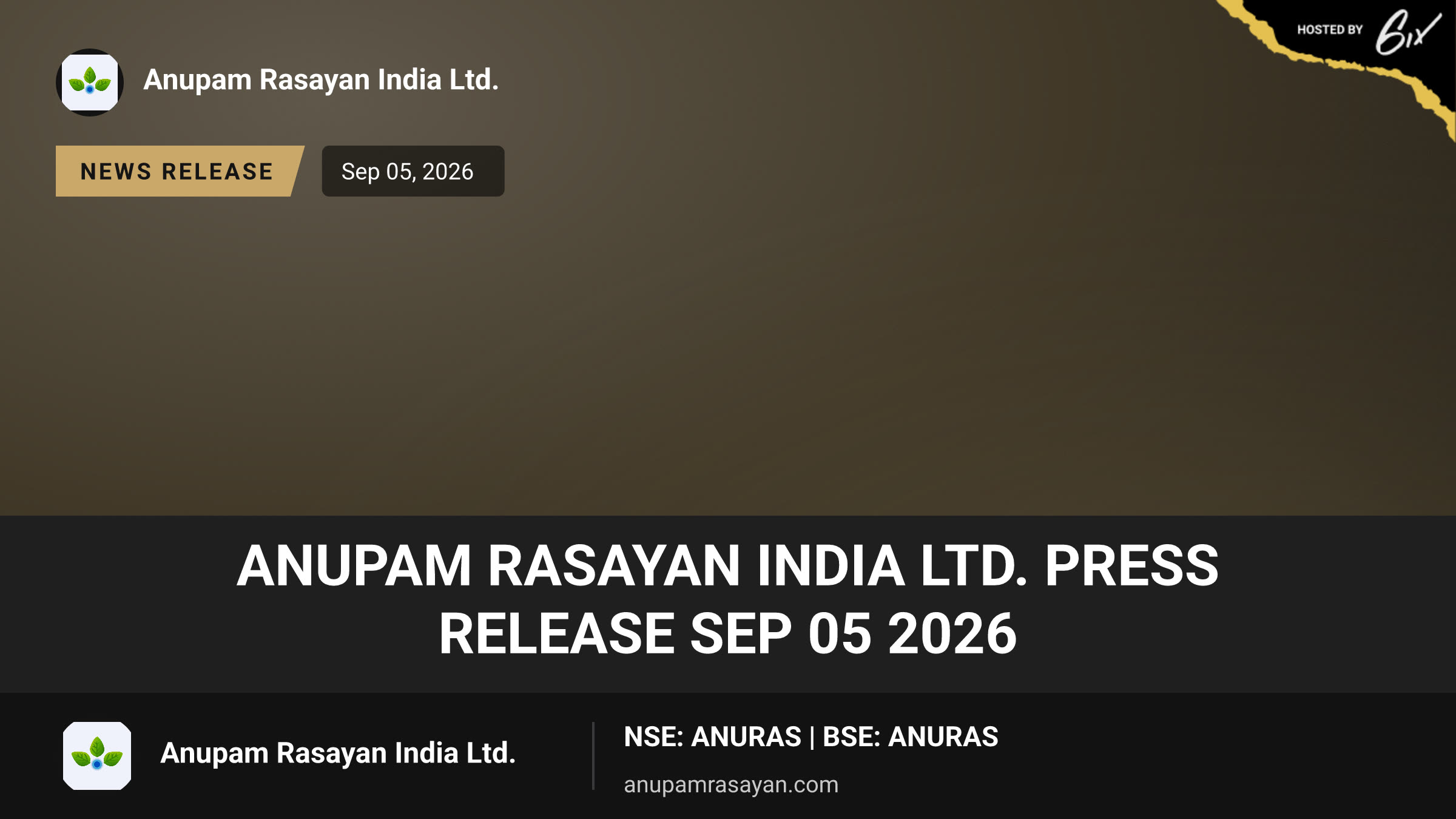 Anupam Rasayan India Ltd. Press Release Sep 05 2026
