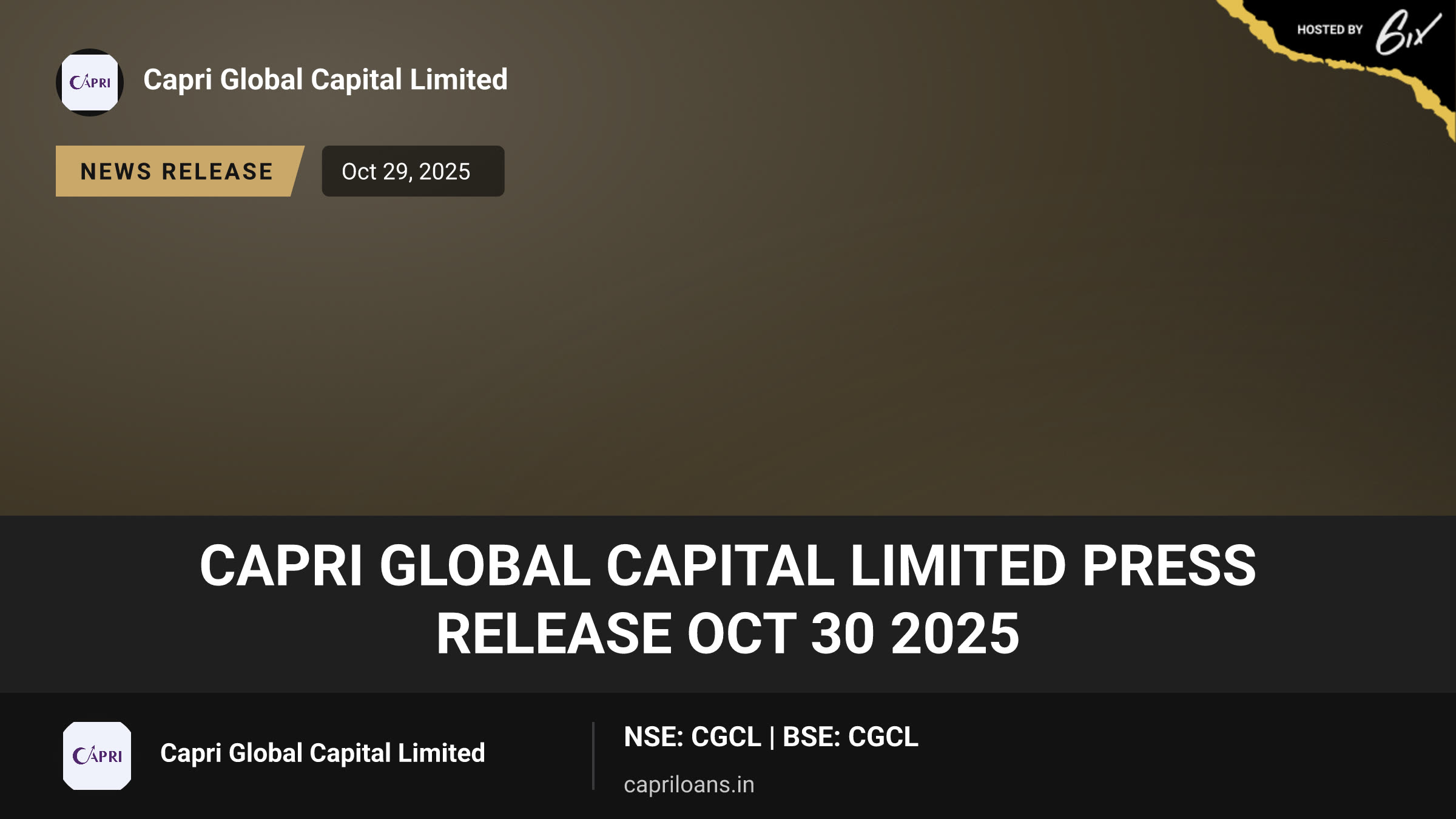 Capri Global Capital Limited Press Release Oct 30 2025