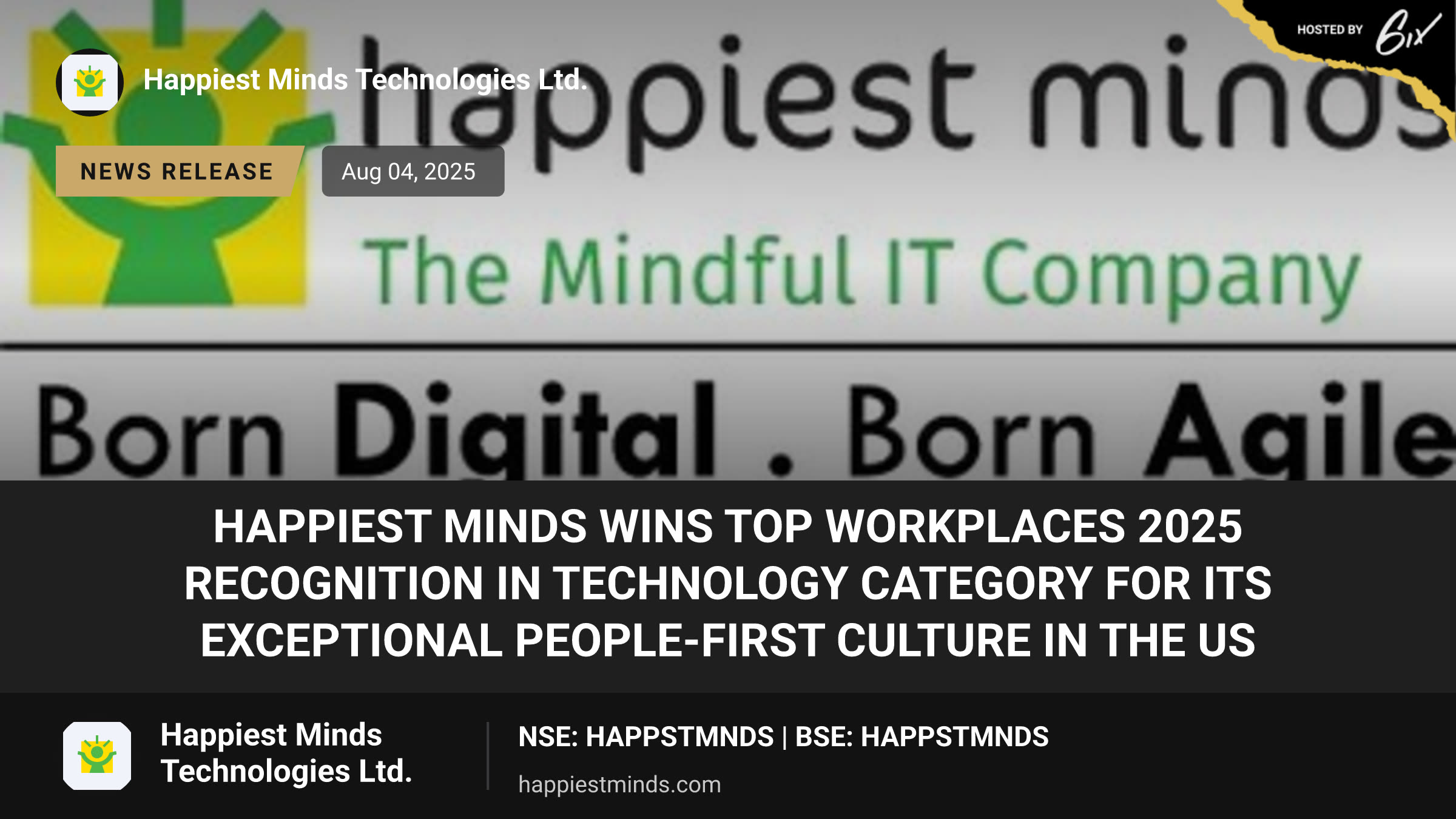 Happiest Minds Wins Top Workplaces 2025 Recognition in Technology Category for its Exceptional People-First Culture in the US