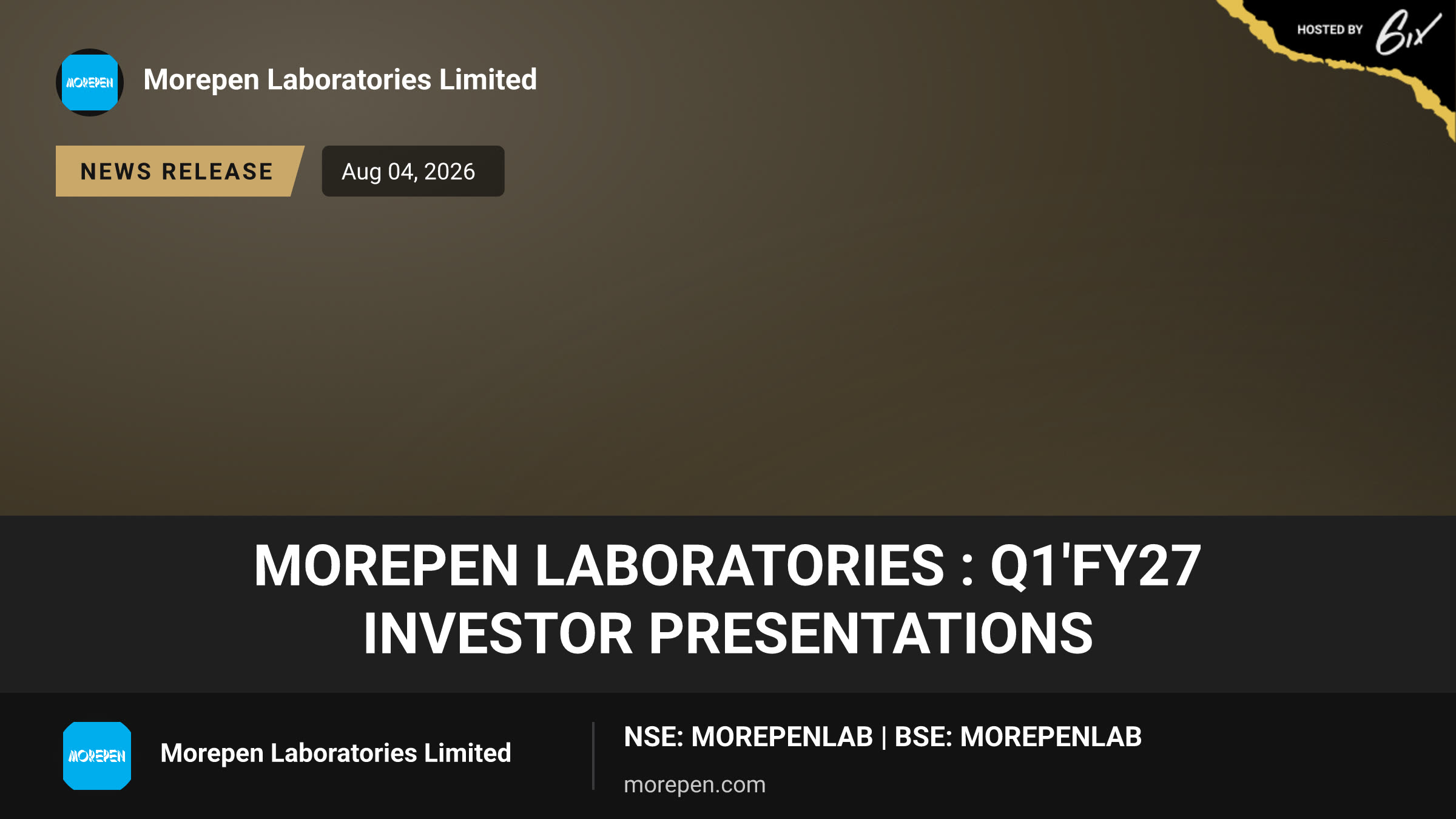Morepen Laboratories : Q1'FY27 Investor Presentations