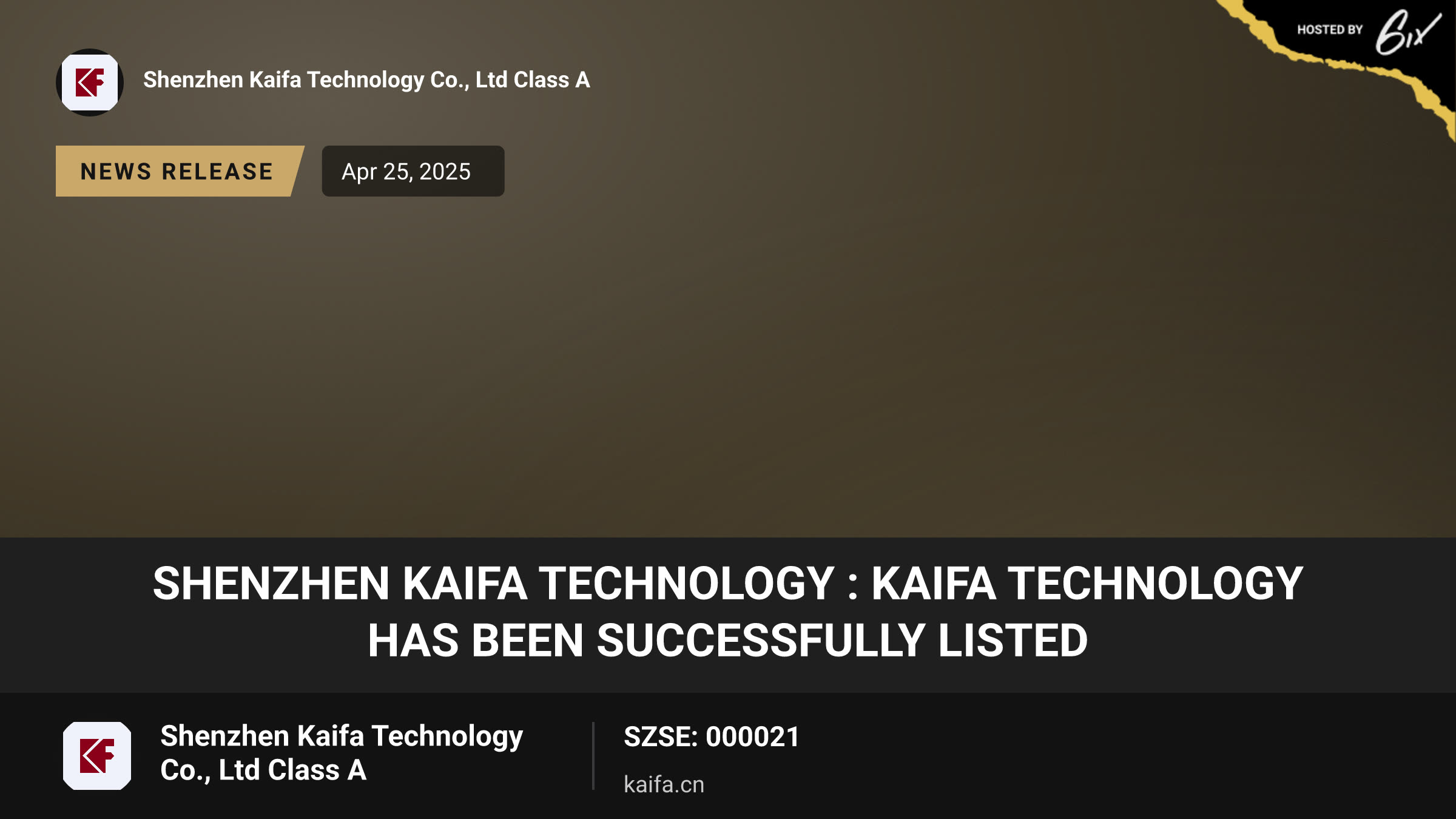 Shenzhen Kaifa Technology : Kaifa Technology Has Been Successfully Listed