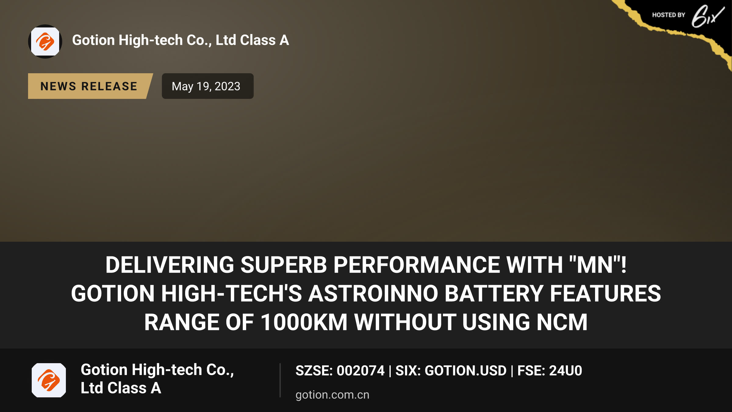 Delivering Superb Performance with "Mn"! Gotion High-Tech's Astroinno Battery Features Range of 1000km without using NCM