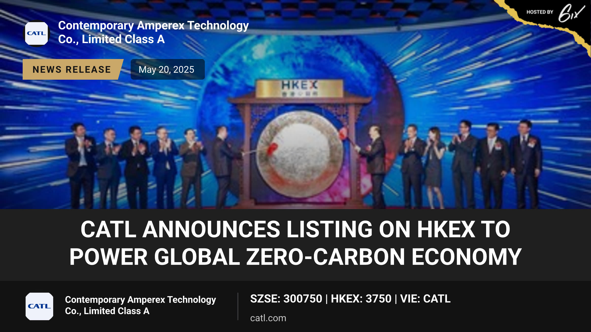 CATL Announces Listing on HKEX to Power Global Zero-Carbon Economy