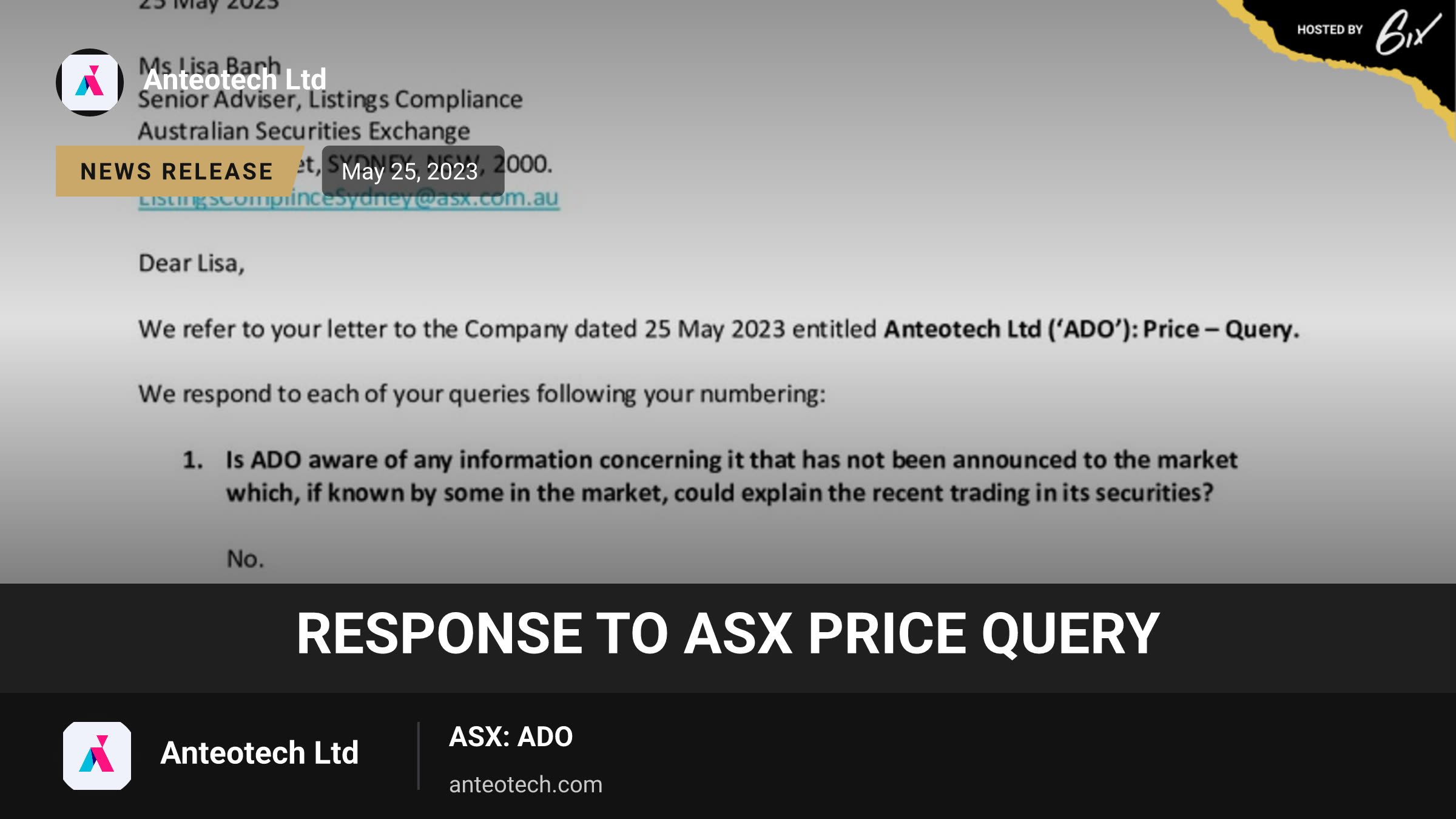 Response to ASX Price Query